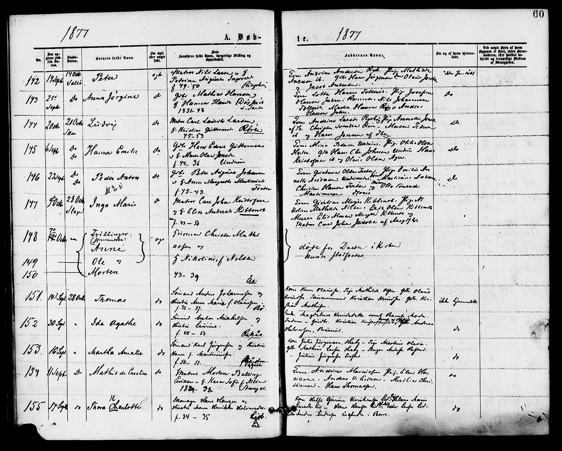 Sem kirkebøker, AV/SAKO-A-5/F/Fa/L0009: Ministerialbok nr. I 9, 1874-1877, s. 60
