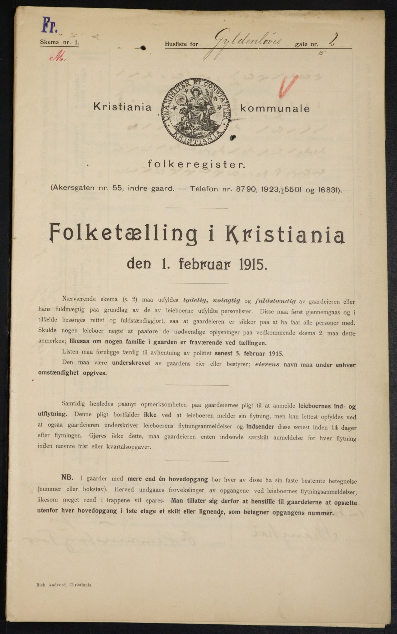 OBA, Kommunal folketelling 1.2.1915 for Kristiania, 1915, s. 32055