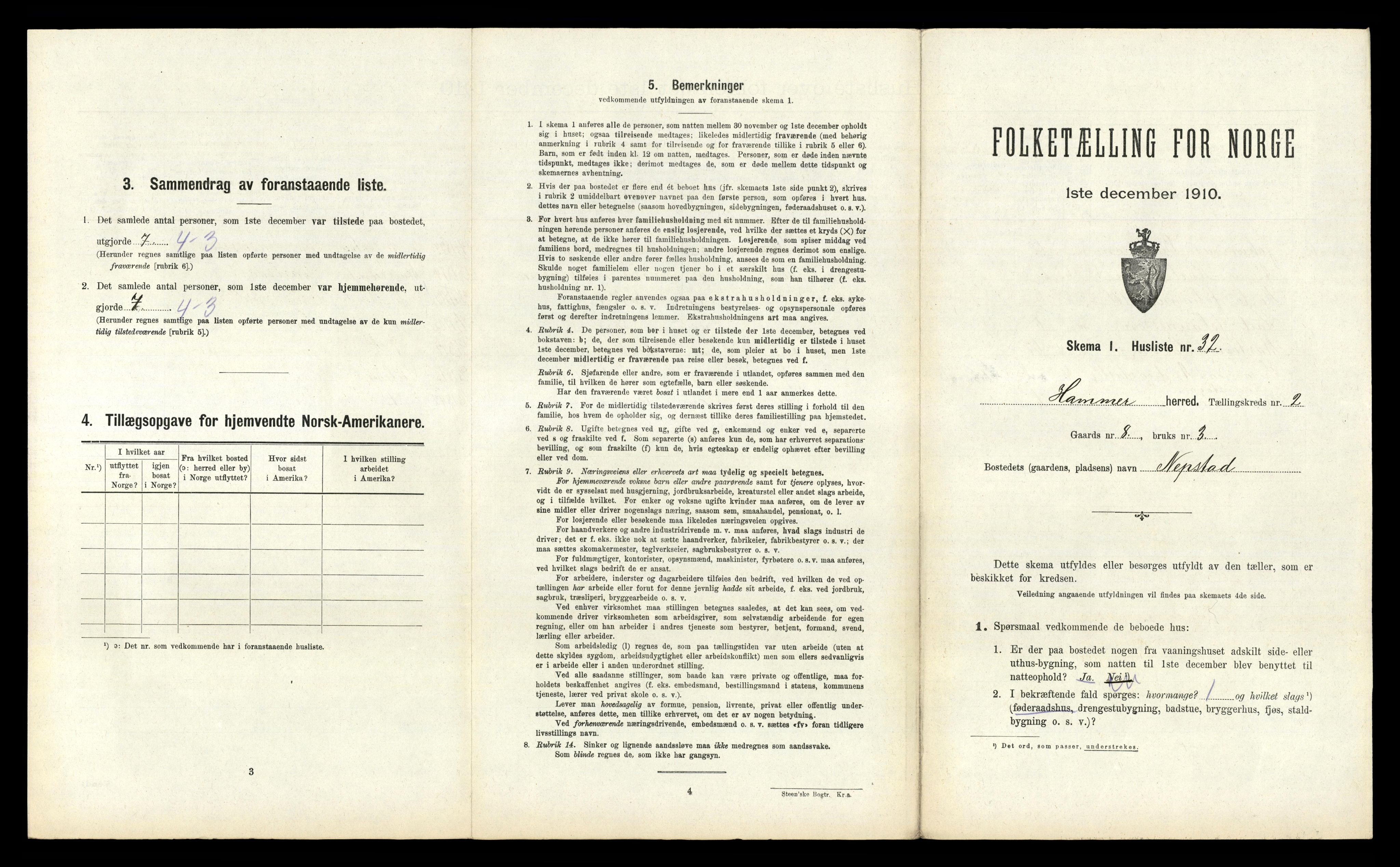 RA, Folketelling 1910 for 1254 Hamre herred, 1910, s. 136