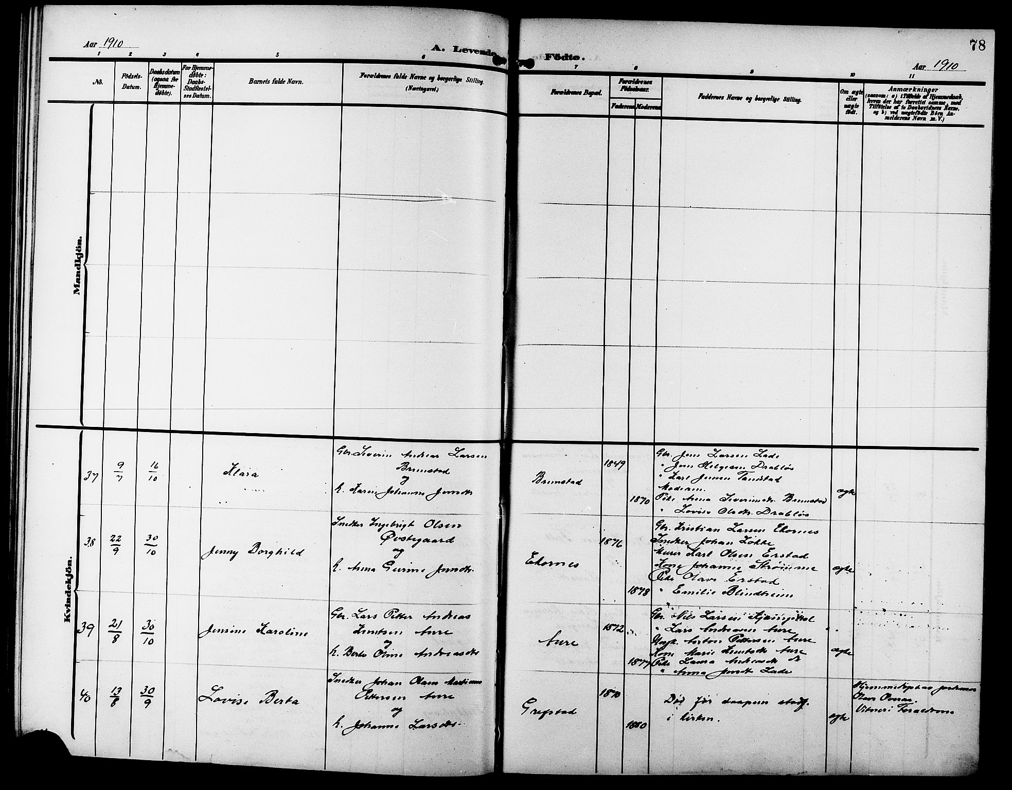 Ministerialprotokoller, klokkerbøker og fødselsregistre - Møre og Romsdal, AV/SAT-A-1454/523/L0341: Klokkerbok nr. 523C04, 1903-1916, s. 78
