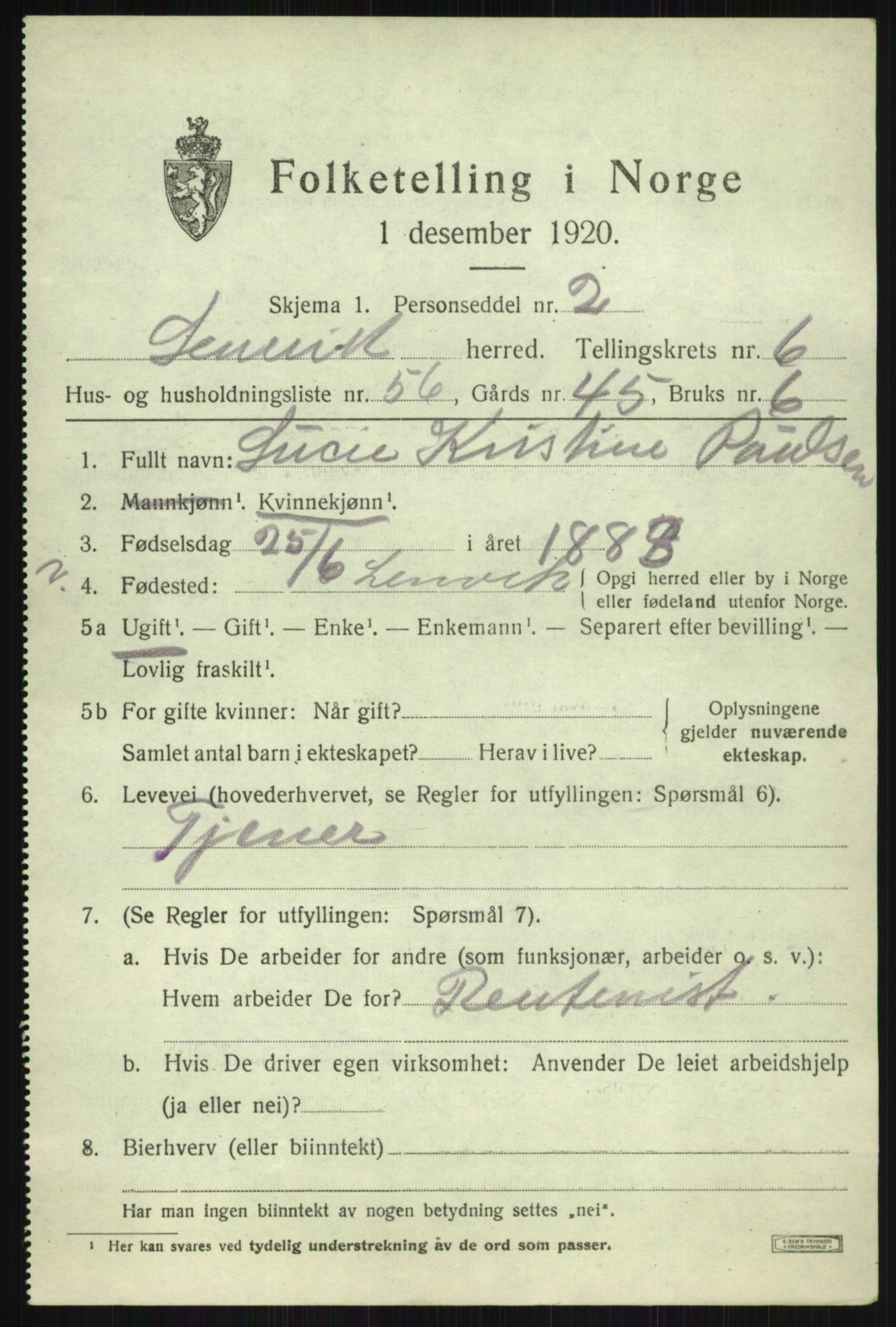 SATØ, Folketelling 1920 for 1931 Lenvik herred, 1920, s. 8720