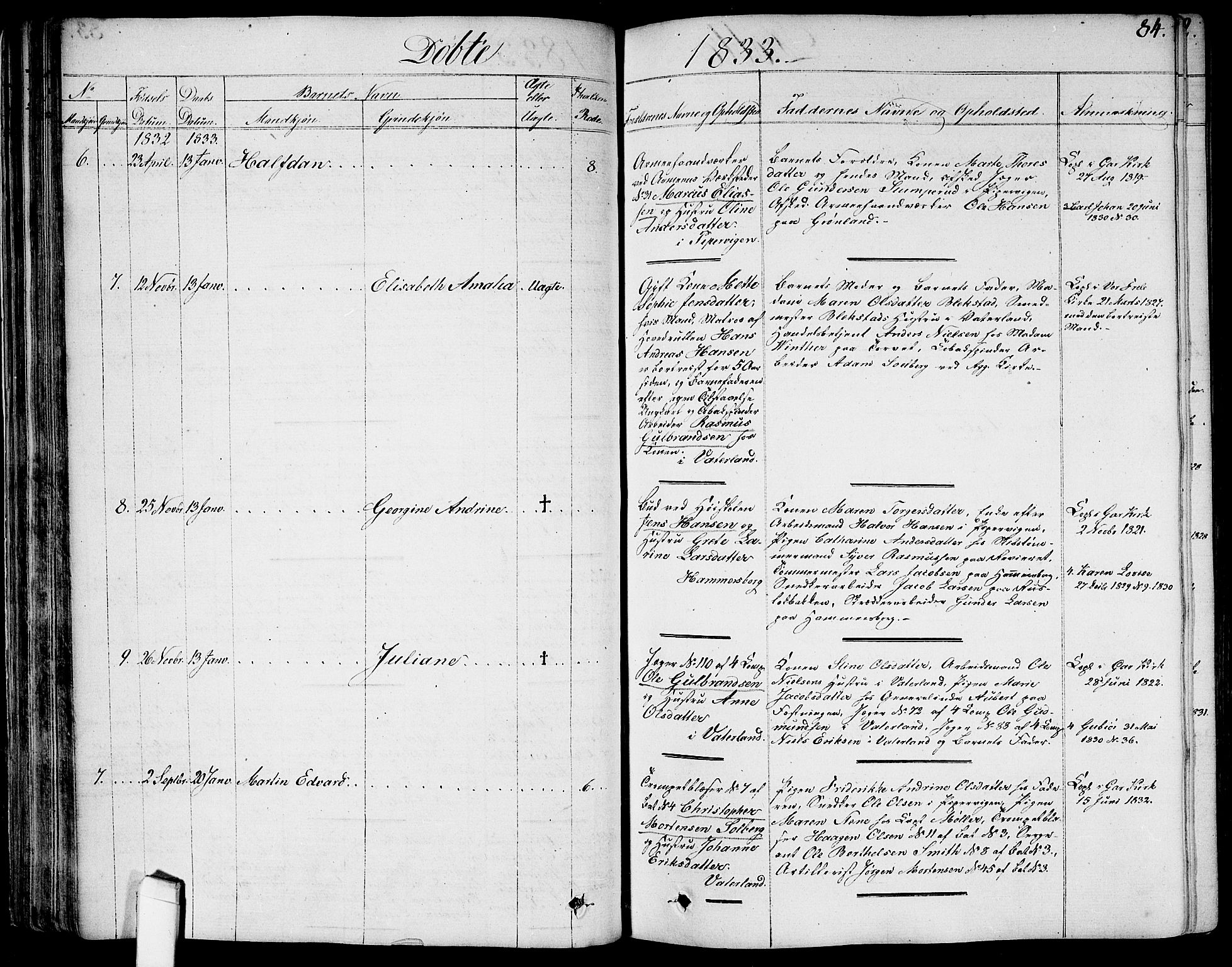Garnisonsmenigheten Kirkebøker, AV/SAO-A-10846/G/Ga/L0004: Klokkerbok nr. 4, 1828-1840, s. 84