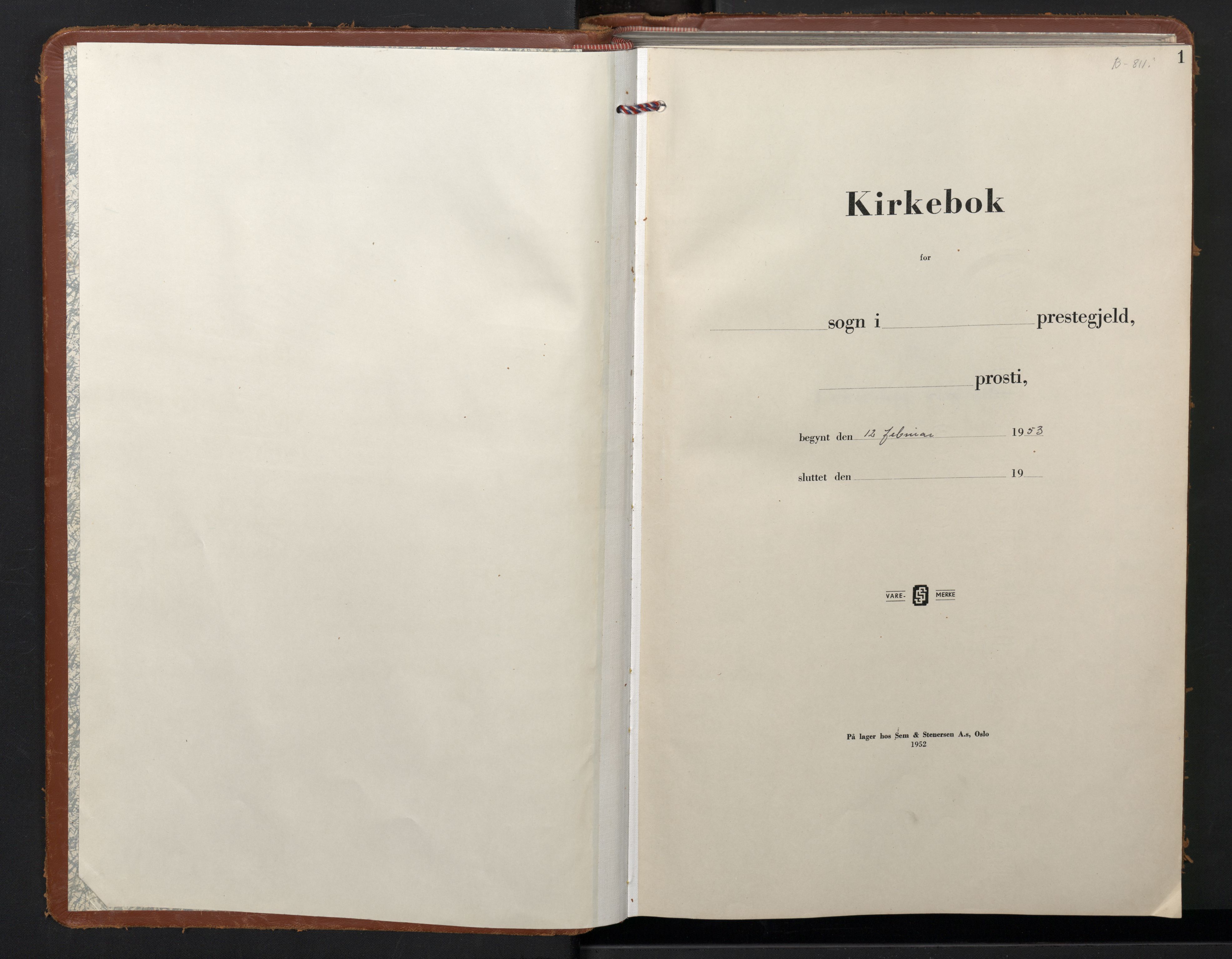 Domkirken sokneprestembete, SAB/A-74801/H/Hab/L0036: Klokkerbok nr. D 8, 1953-1965, s. 1