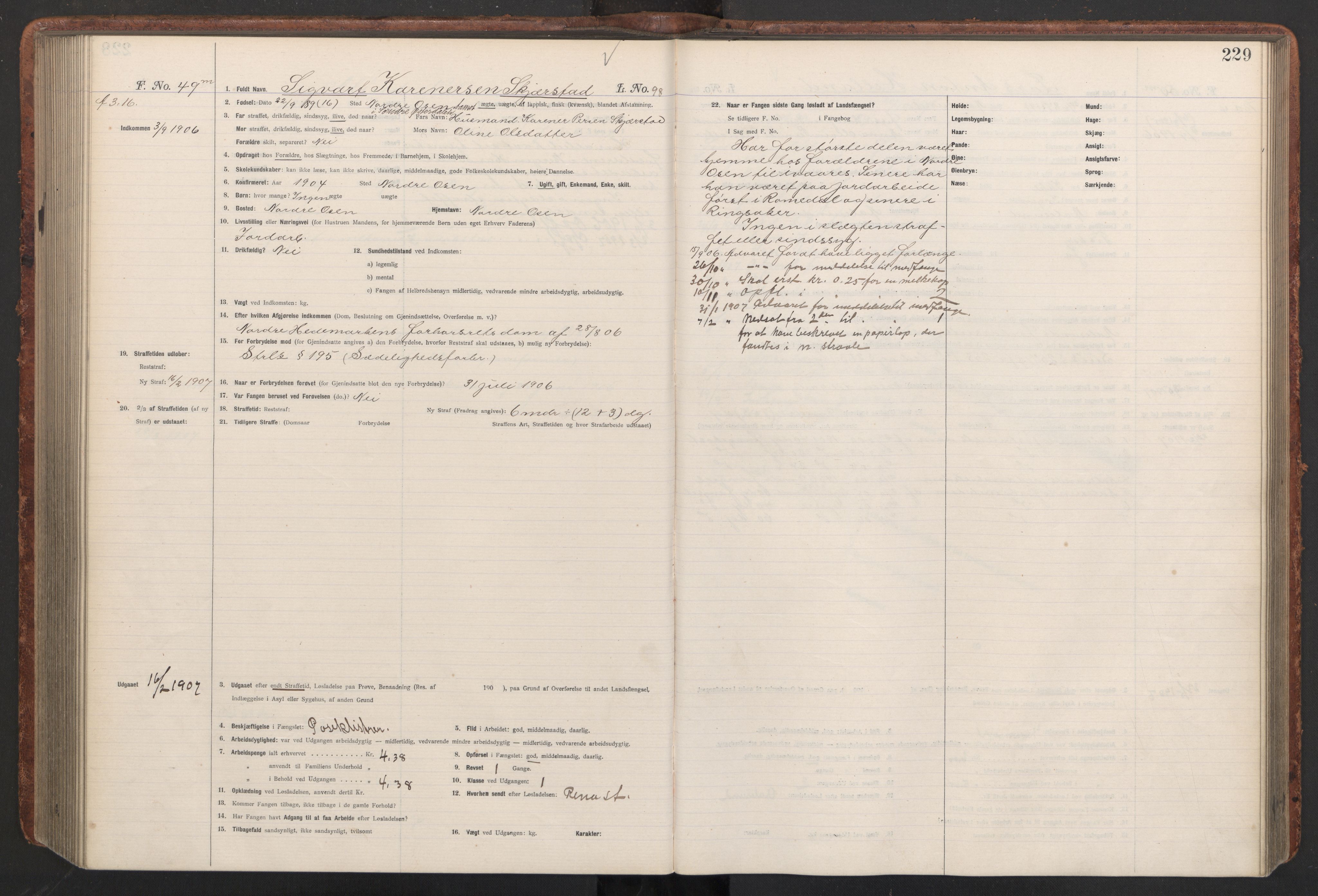 Botsfengslet, AV/RA-S-1539/D/Db/Dbb/L0040: 821l - 171m, 1905-1907, s. 229