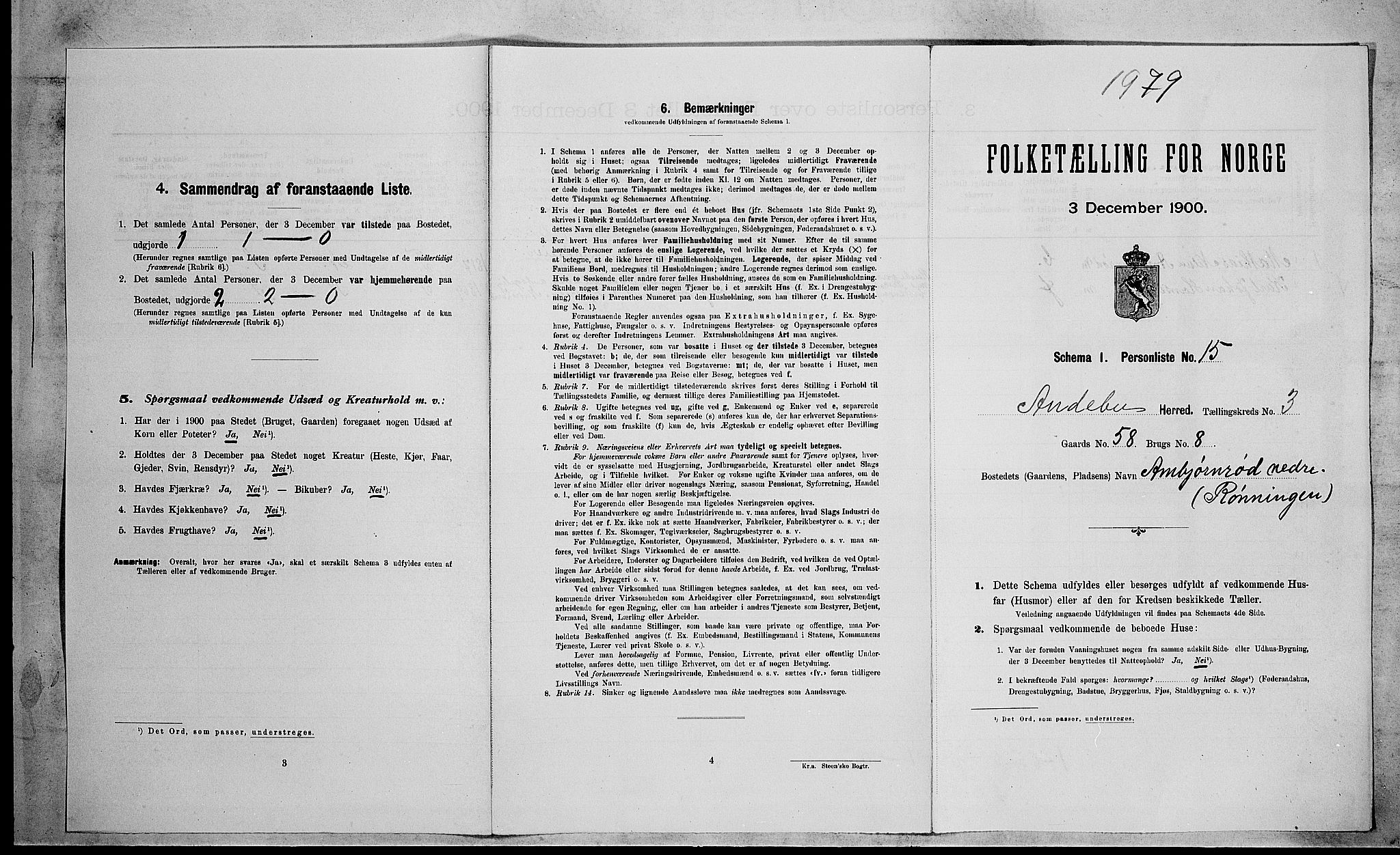 RA, Folketelling 1900 for 0719 Andebu herred, 1900, s. 342