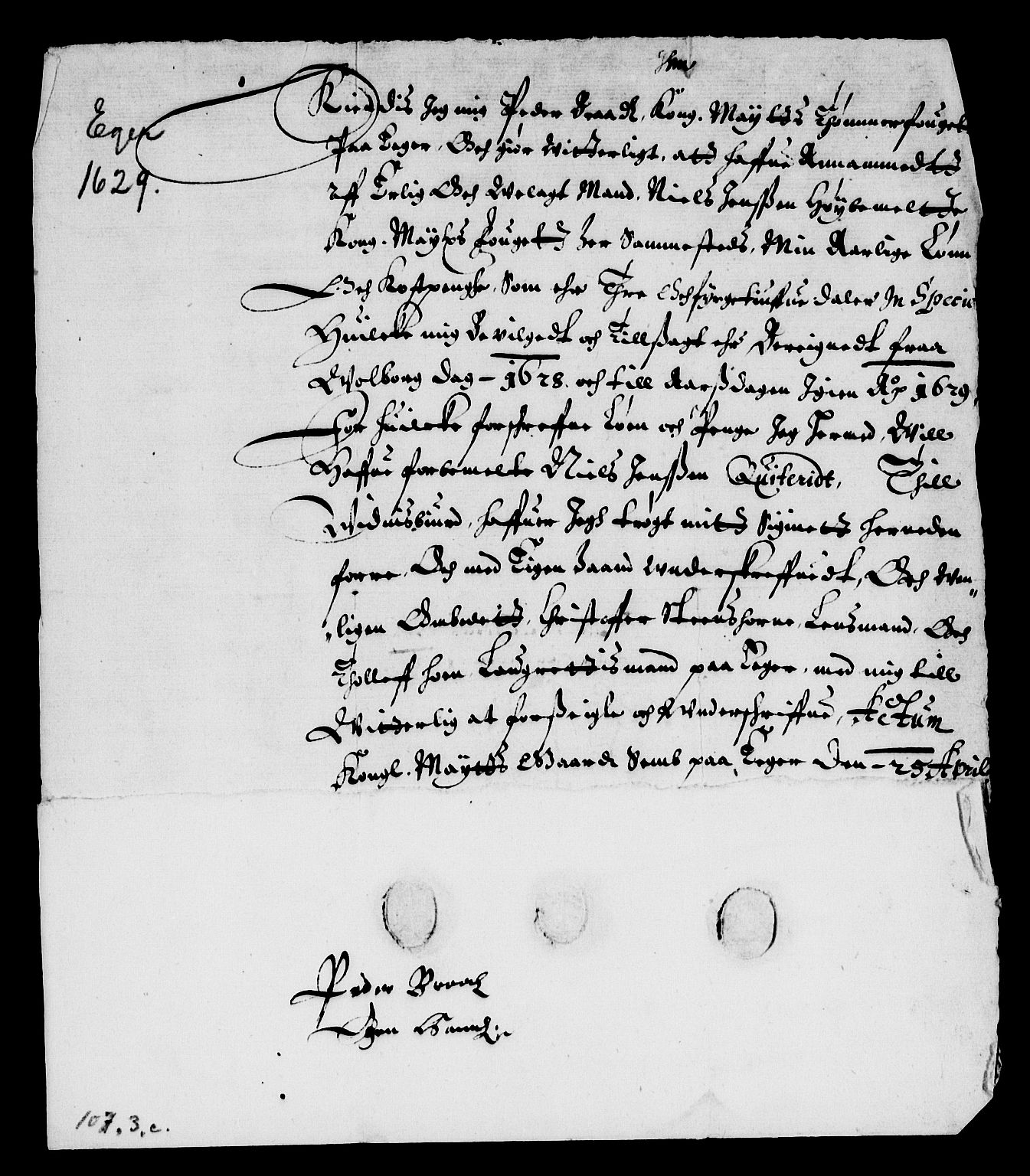 Rentekammeret inntil 1814, Reviderte regnskaper, Lensregnskaper, AV/RA-EA-5023/R/Rb/Rbl/L0003: Brunla len med Eiker len 1626-37, 1628-1631