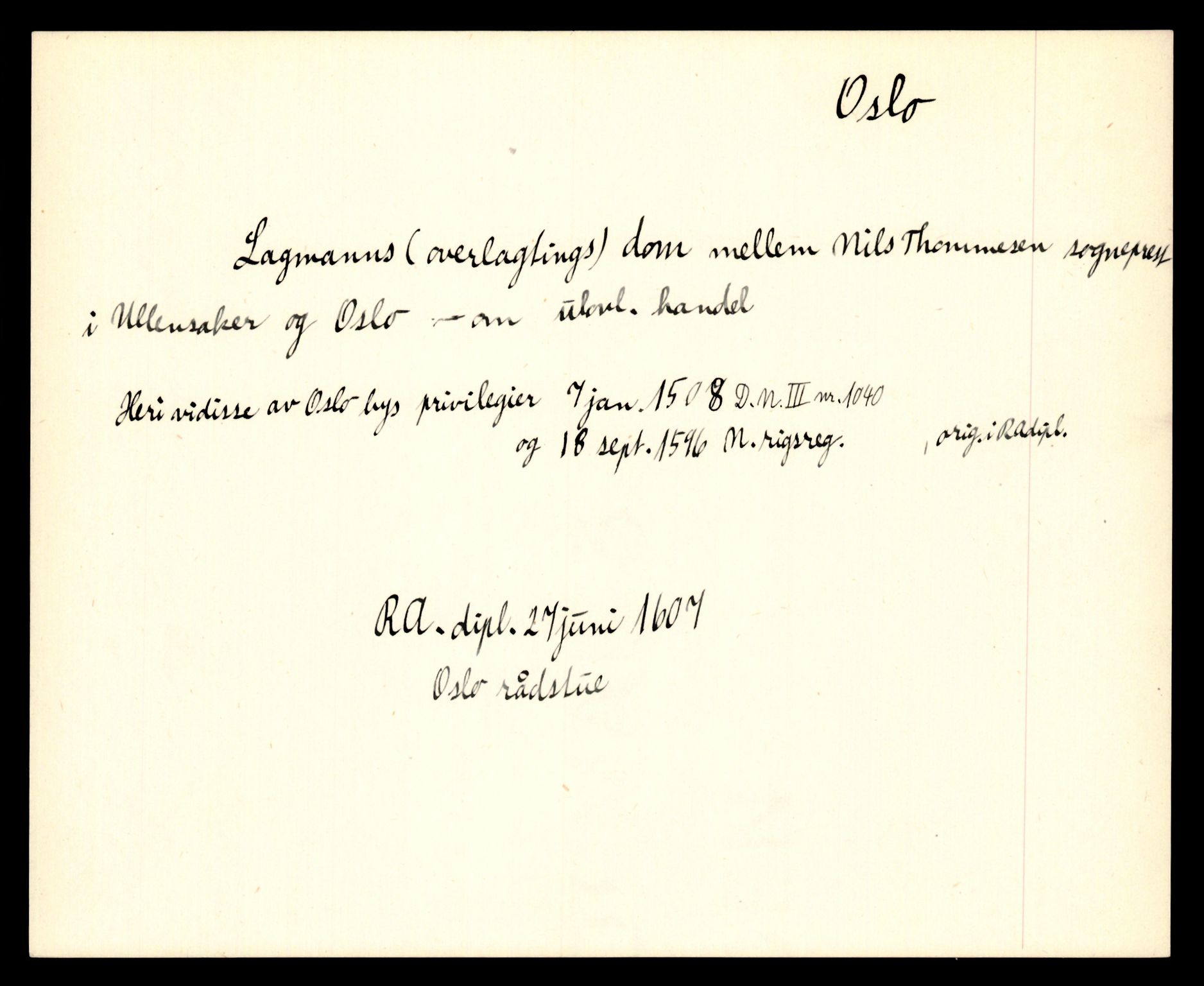 Riksarkivets diplomsamling, AV/RA-EA-5965/F35/F35e/L0005: Registreringssedler Akershus 1, 1300-1900, s. 39