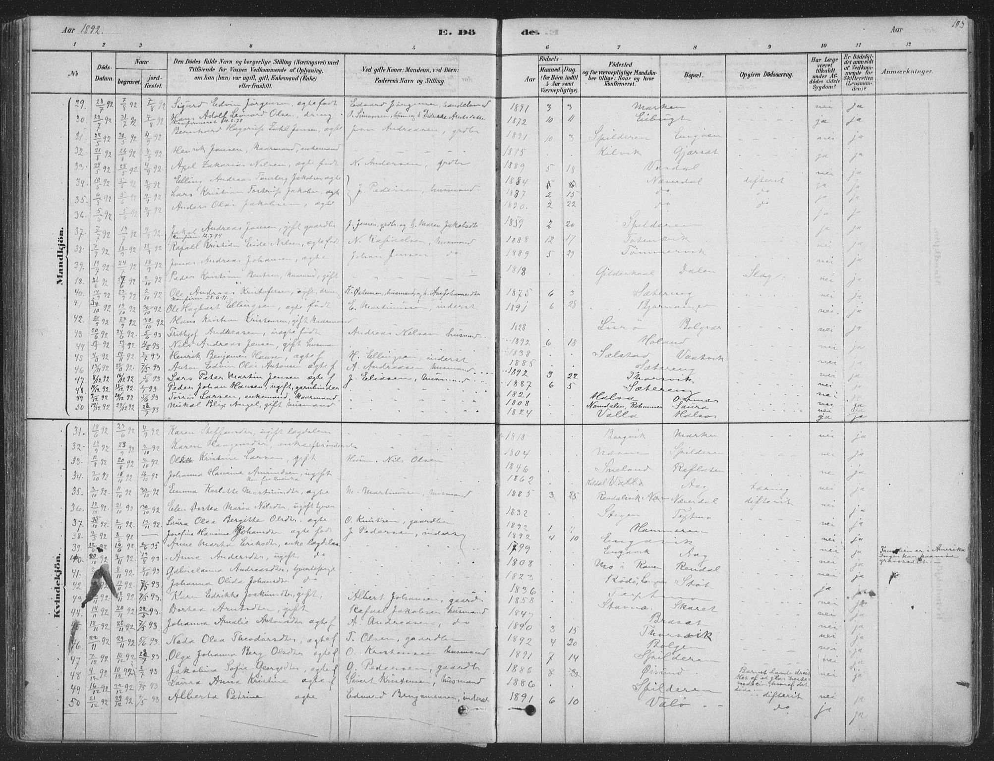 Ministerialprotokoller, klokkerbøker og fødselsregistre - Nordland, SAT/A-1459/843/L0627: Ministerialbok nr. 843A02, 1878-1908, s. 105