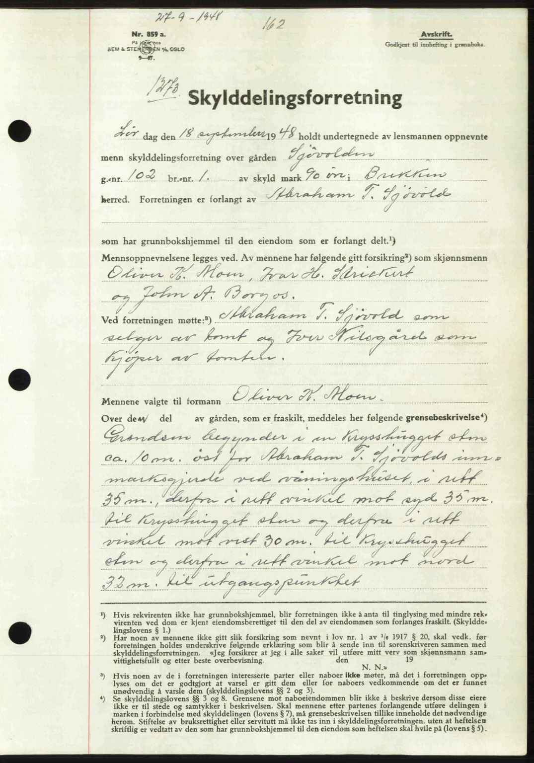 Gauldal sorenskriveri, SAT/A-0014/1/2/2C: Pantebok nr. A6, 1948-1948, Dagboknr: 1273/1948