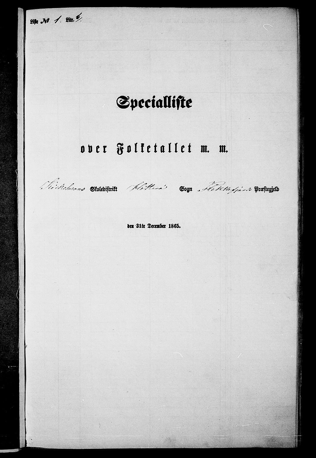 RA, Folketelling 1865 for 1042L Flekkefjord prestegjeld, Nes sokn og Hidra sokn, 1865, s. 22