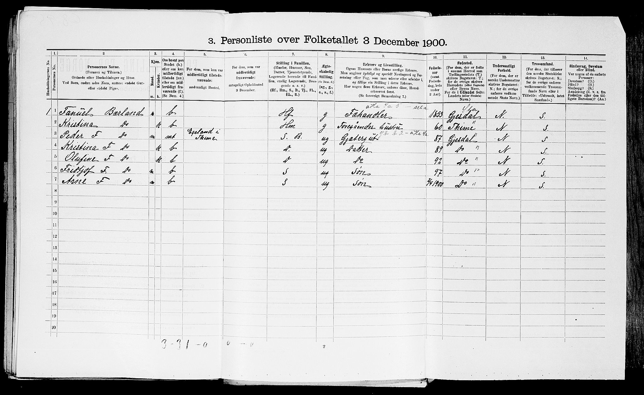 SAST, Folketelling 1900 for 1123 Høyland herred, 1900, s. 503