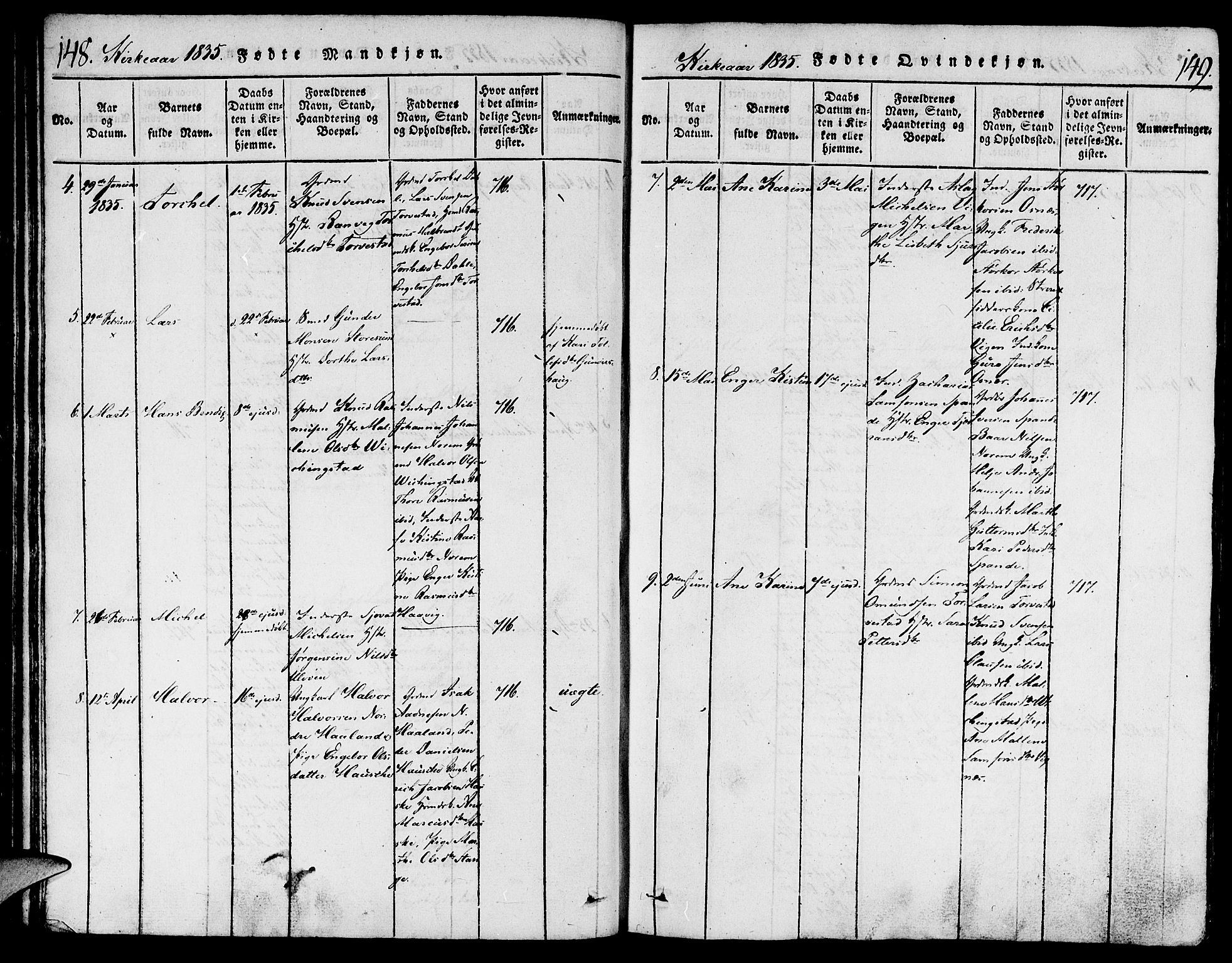 Torvastad sokneprestkontor, AV/SAST-A -101857/H/Ha/Haa/L0004: Ministerialbok nr. A 3 /1, 1817-1836, s. 148-149