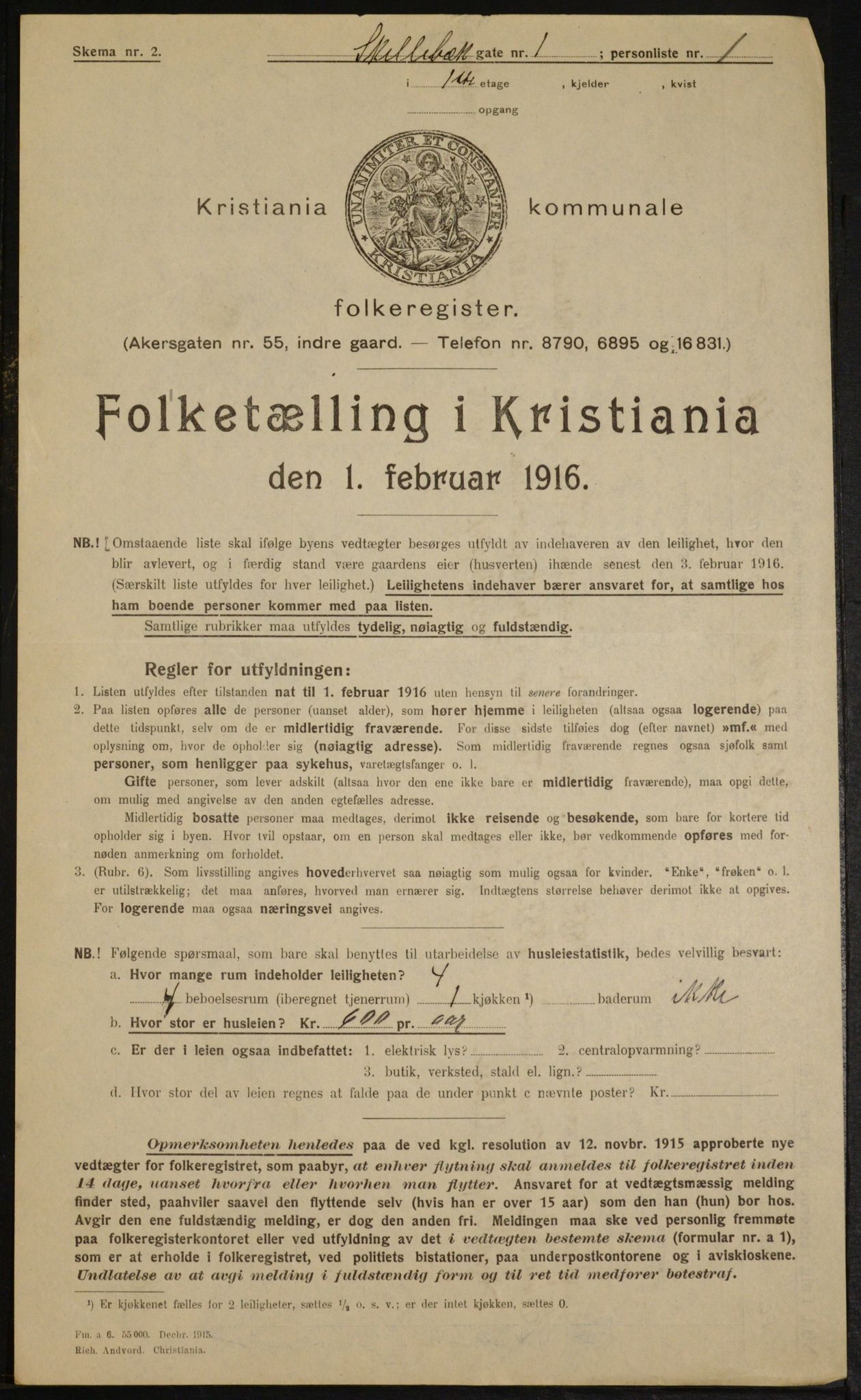 OBA, Kommunal folketelling 1.2.1916 for Kristiania, 1916, s. 97899