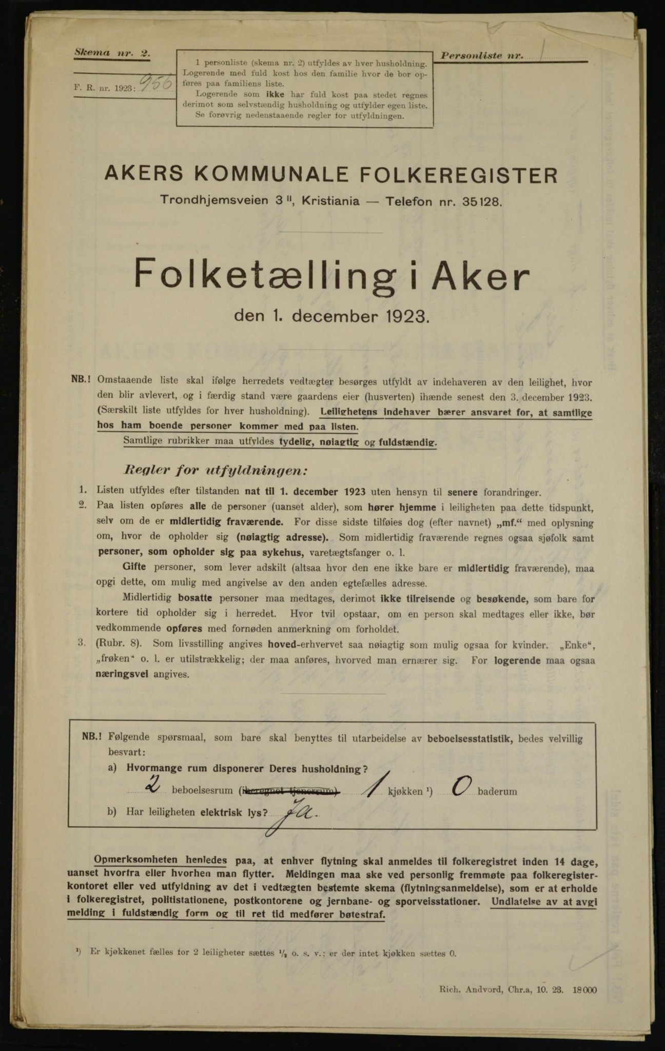 , Kommunal folketelling 1.12.1923 for Aker, 1923, s. 42284