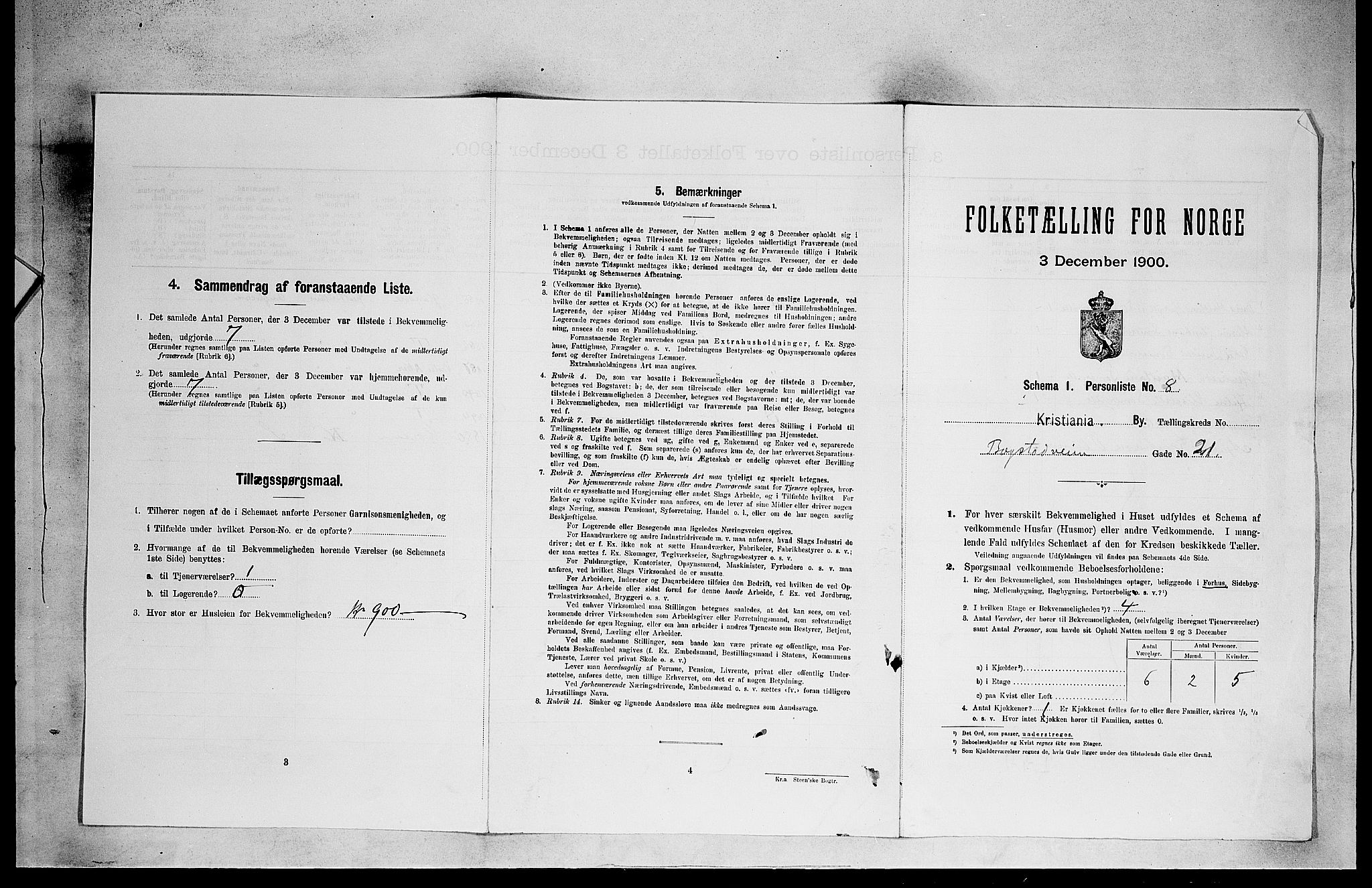 SAO, Folketelling 1900 for 0301 Kristiania kjøpstad, 1900, s. 6375