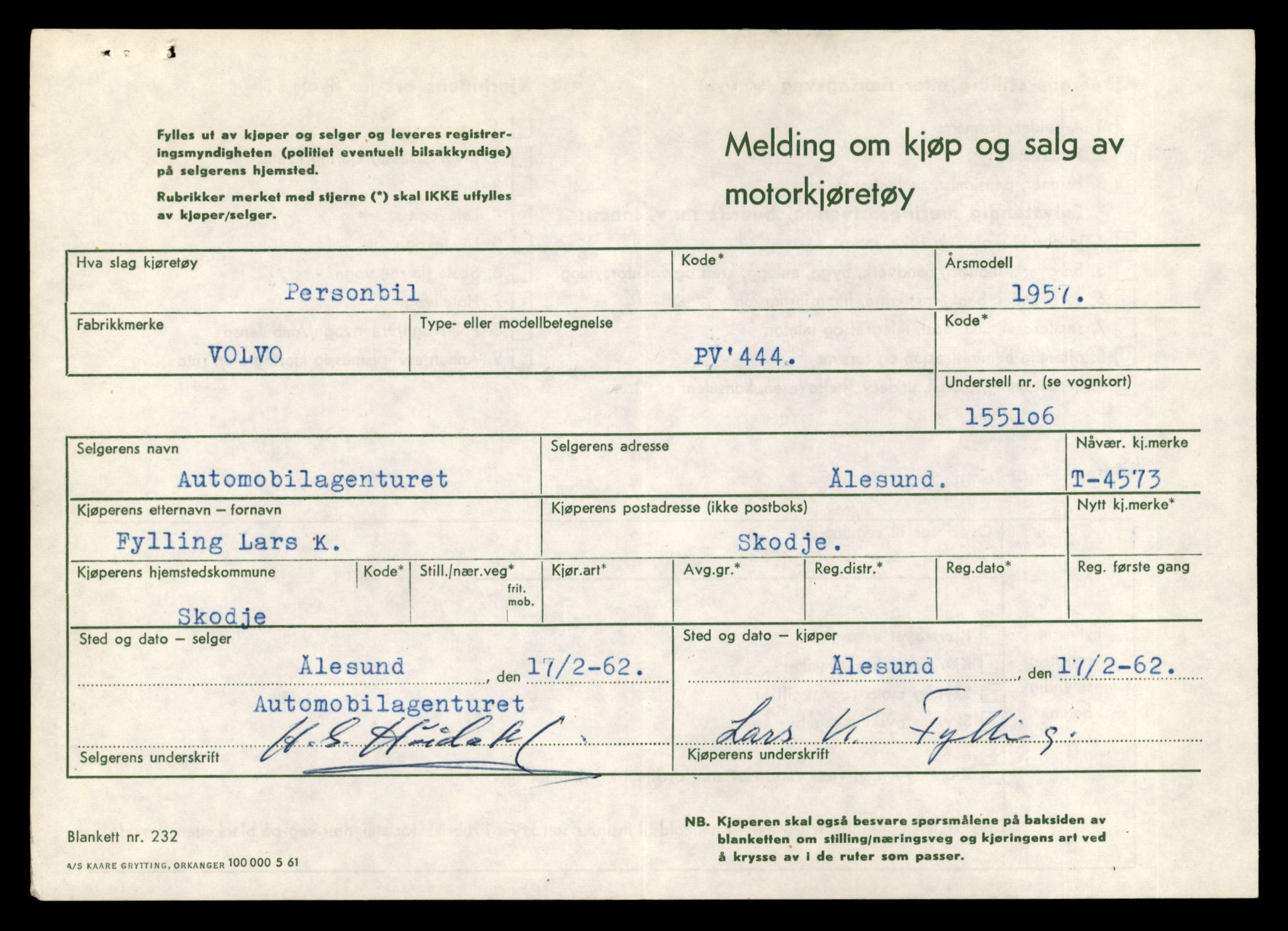 Møre og Romsdal vegkontor - Ålesund trafikkstasjon, AV/SAT-A-4099/F/Fe/L0044: Registreringskort for kjøretøy T 14205 - T 14319, 1927-1998, s. 2341