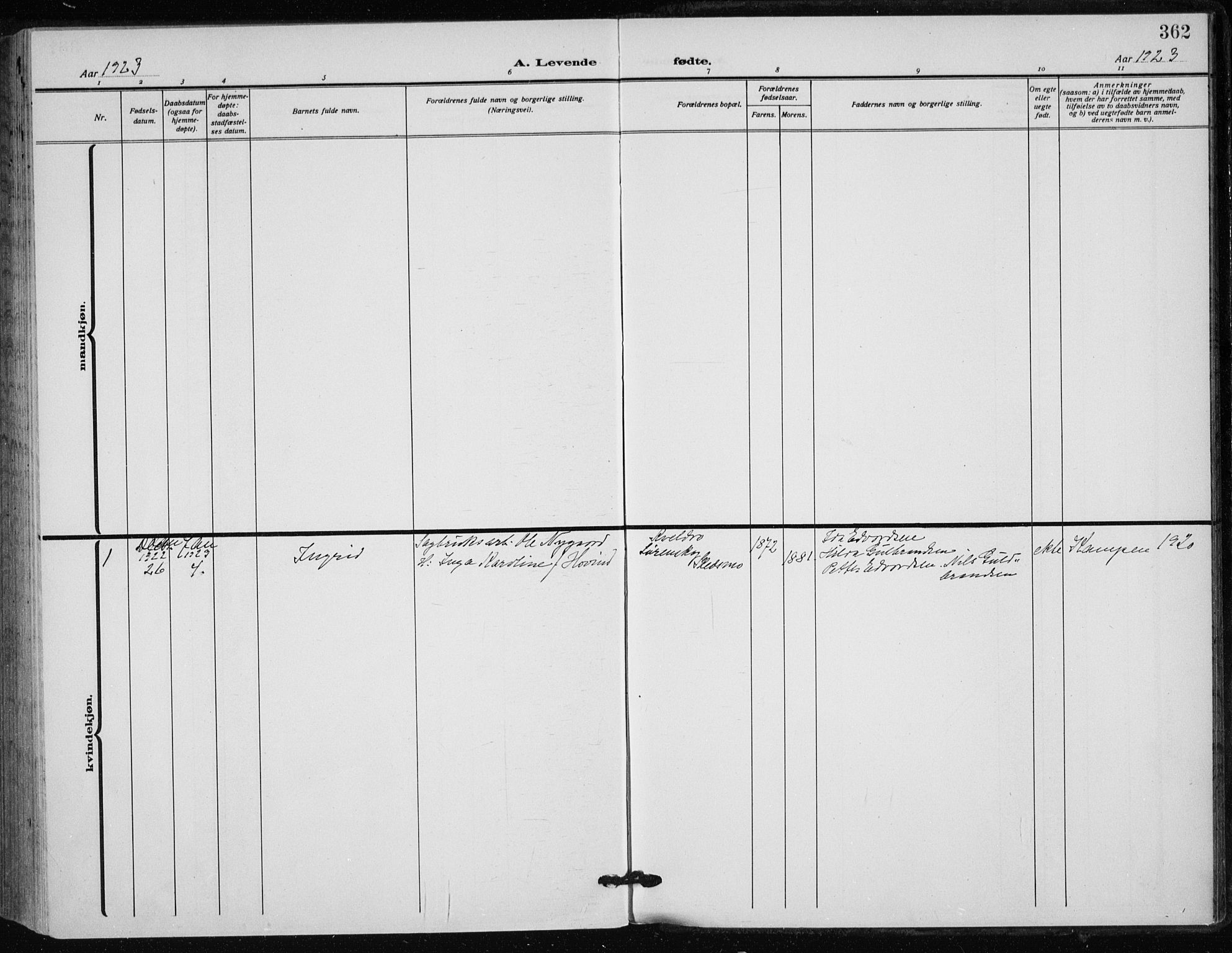 Rikshospitalet prestekontor Kirkebøker, AV/SAO-A-10309b/F/L0017: Ministerialbok nr. 17, 1919-1922, s. 362