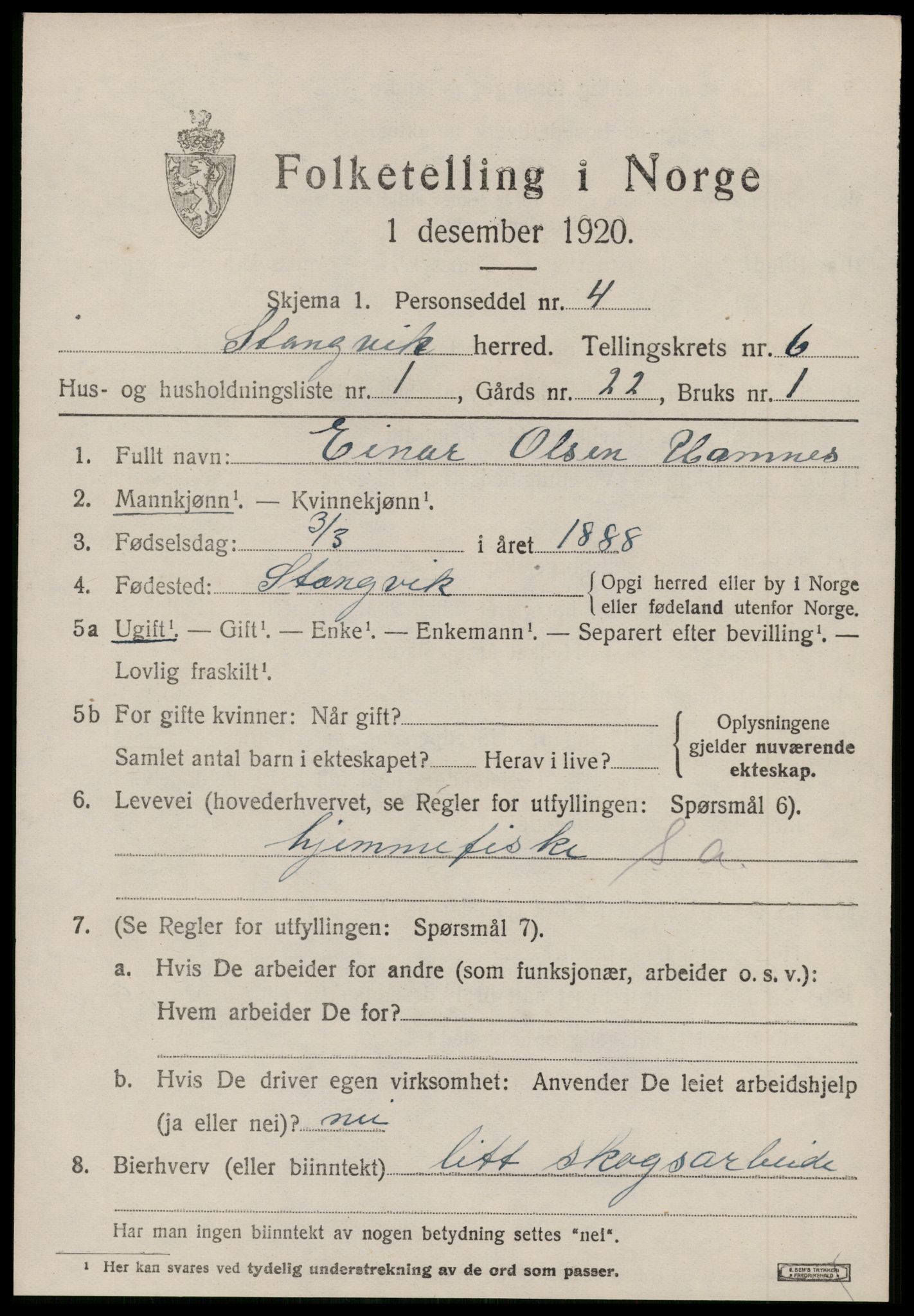 SAT, Folketelling 1920 for 1564 Stangvik herred, 1920, s. 3830