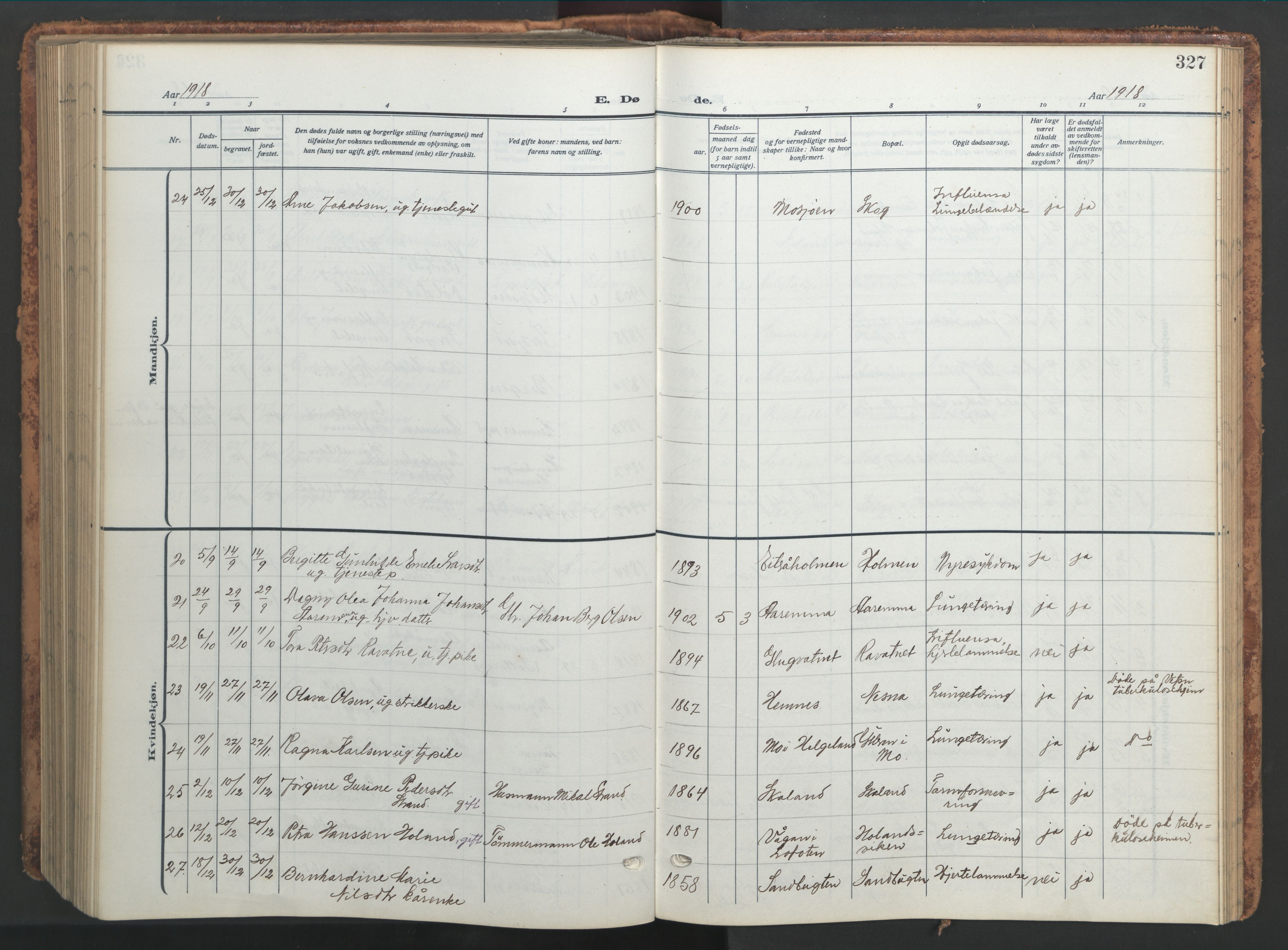 Ministerialprotokoller, klokkerbøker og fødselsregistre - Nordland, AV/SAT-A-1459/820/L0302: Klokkerbok nr. 820C04, 1917-1948, s. 327