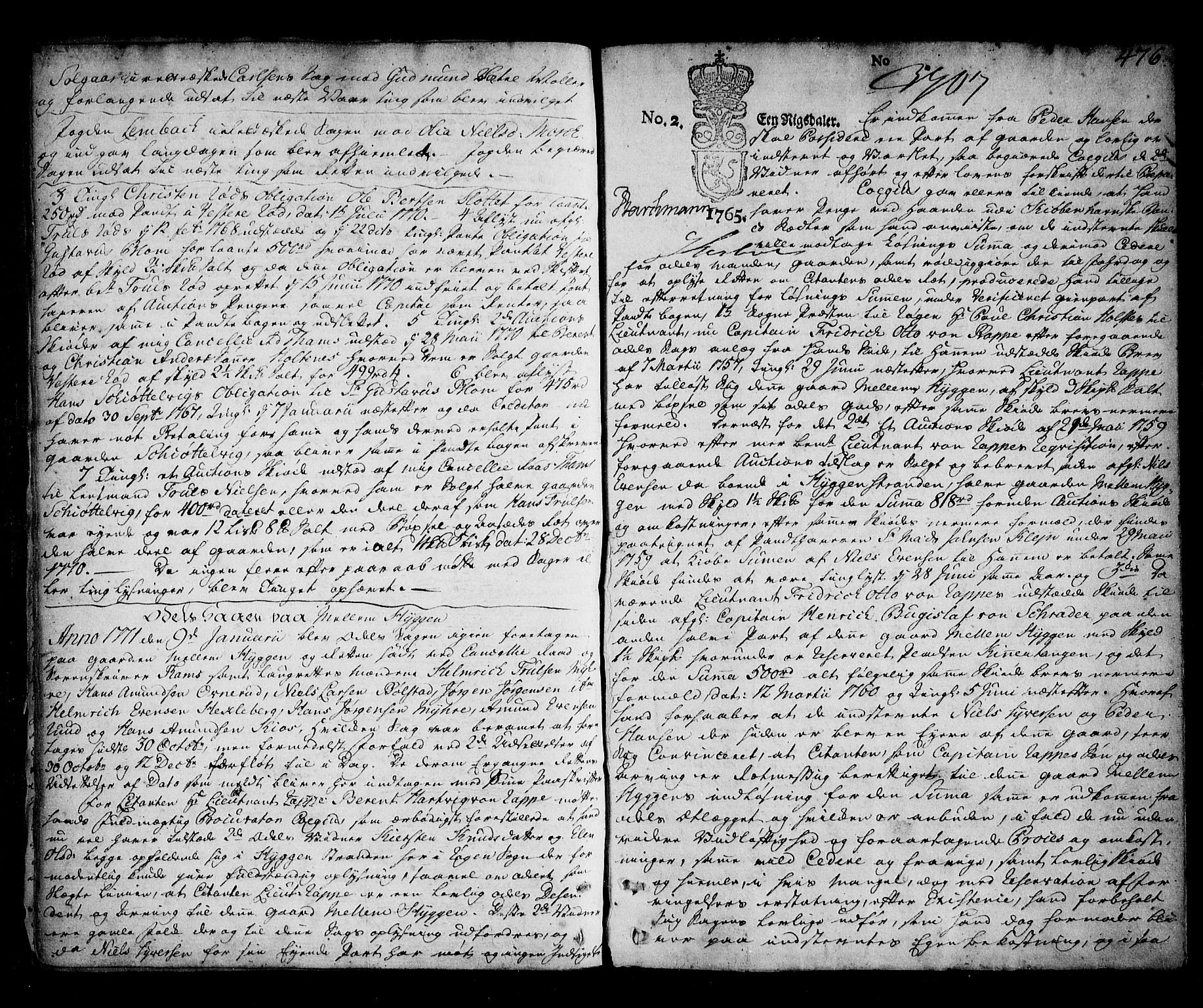 Lier, Røyken og Hurum sorenskriveri, AV/SAKO-A-89/F/Fa/L0055: Tingbok, 1765-1771, s. 476
