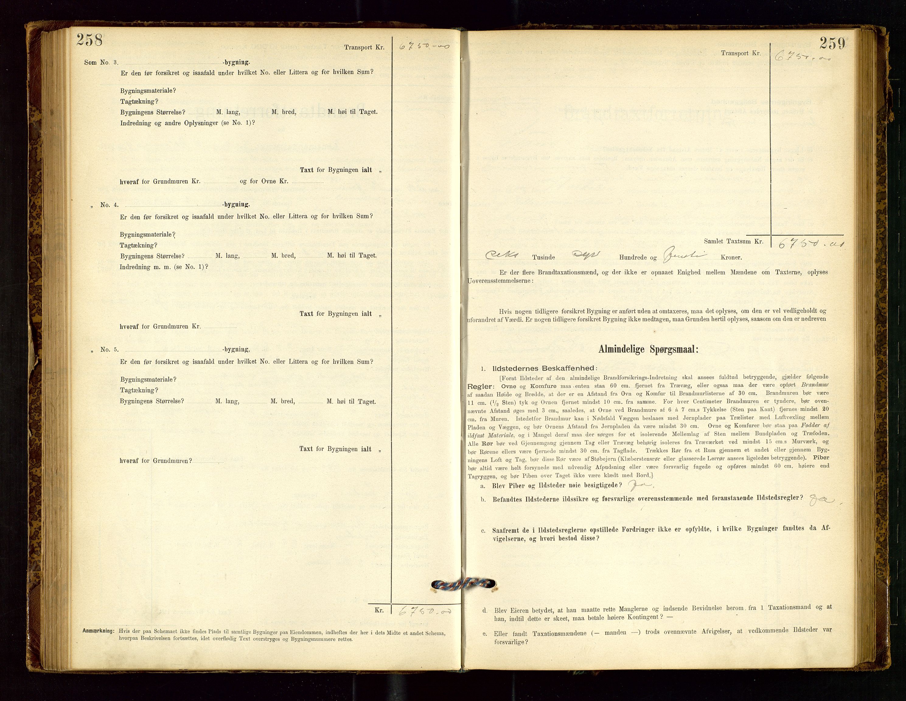 Lund lensmannskontor, SAST/A-100303/Gob/L0001: "Brandtakstprotokol", 1894-1907, s. 258-259