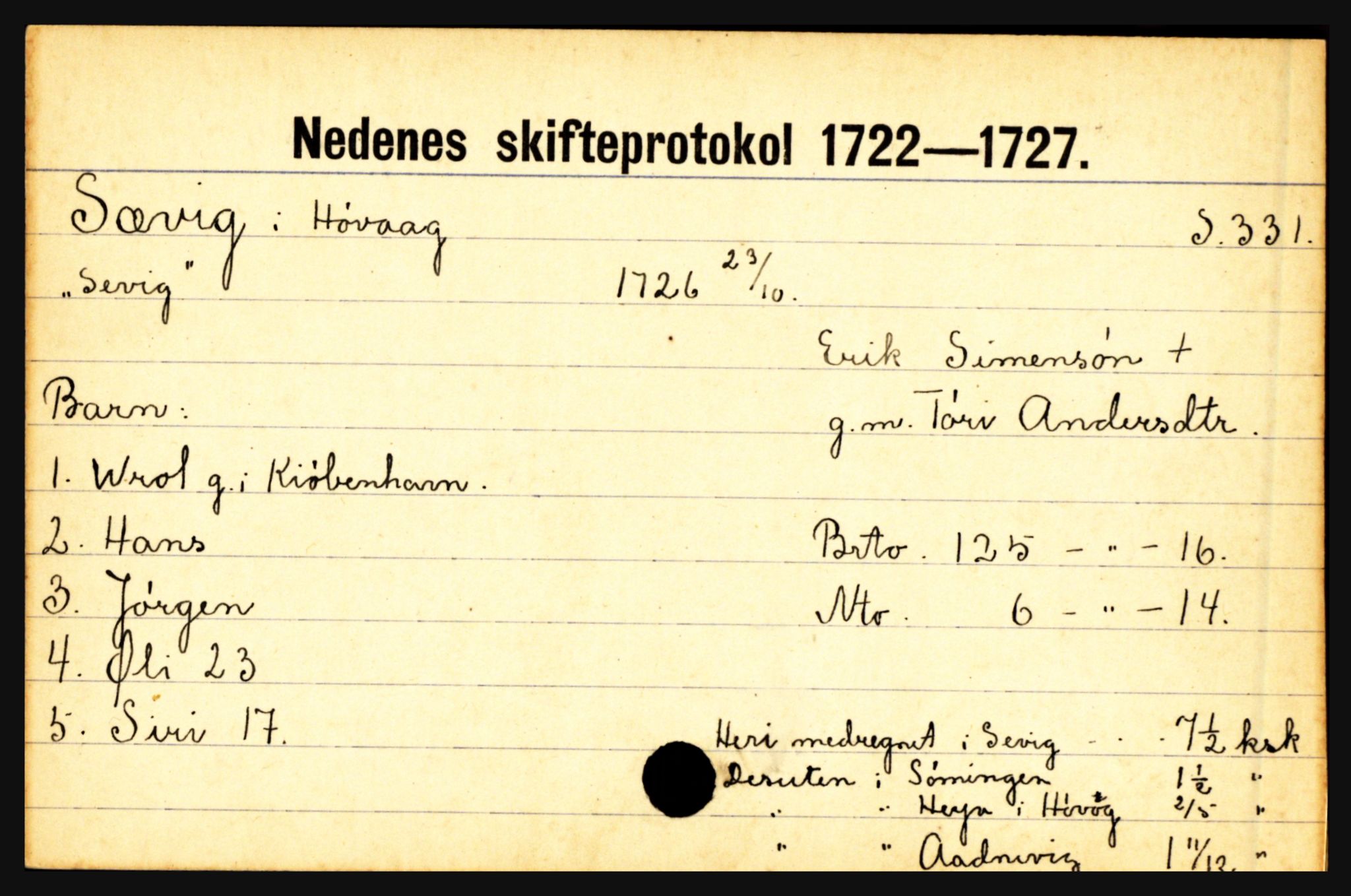 Nedenes sorenskriveri før 1824, AV/SAK-1221-0007/H, s. 29523