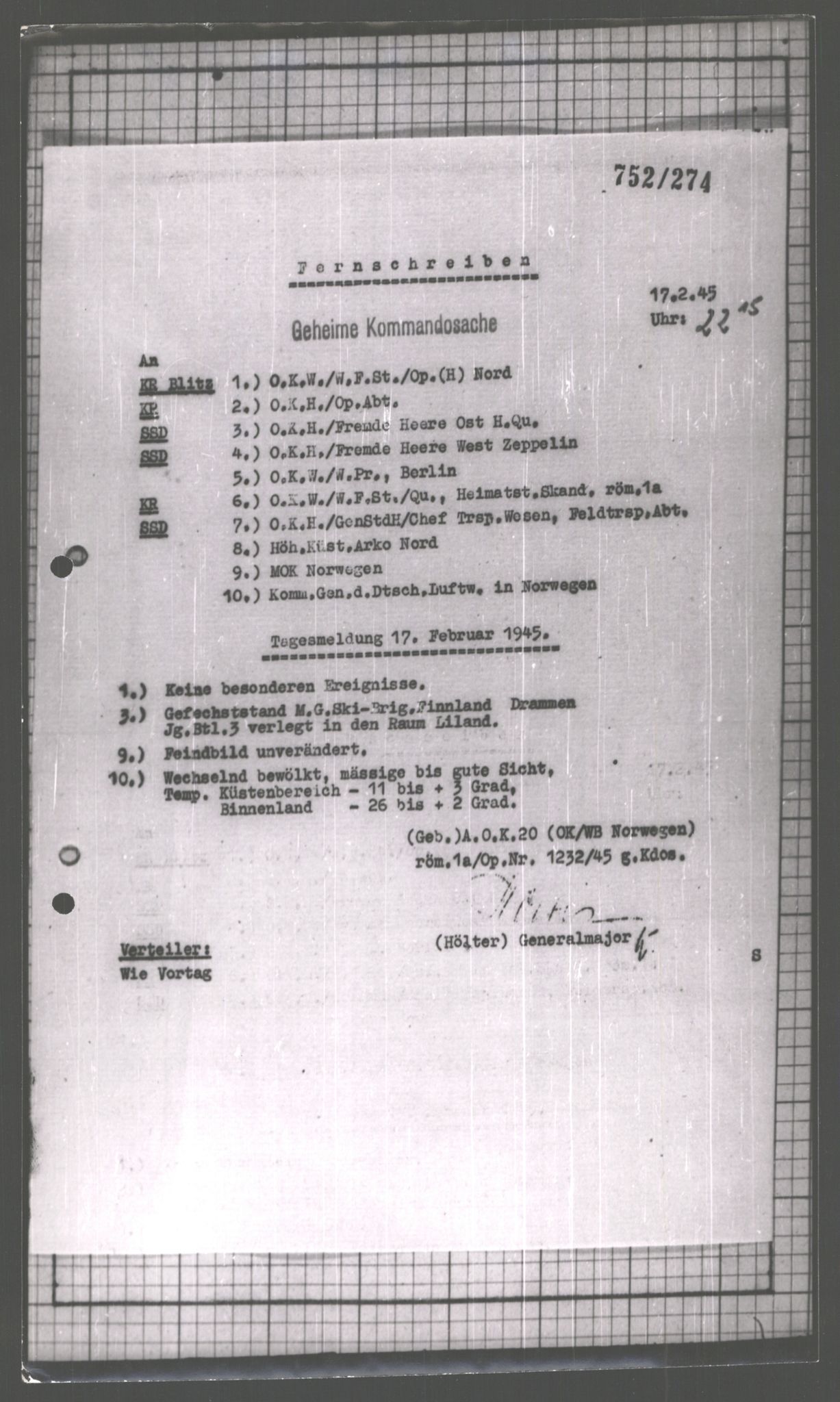 Forsvarets Overkommando. 2 kontor. Arkiv 11.4. Spredte tyske arkivsaker, AV/RA-RAFA-7031/D/Dar/Dara/L0003: Krigsdagbøker for 20. Gebirgs-Armee-Oberkommando (AOK 20), 1945, s. 104