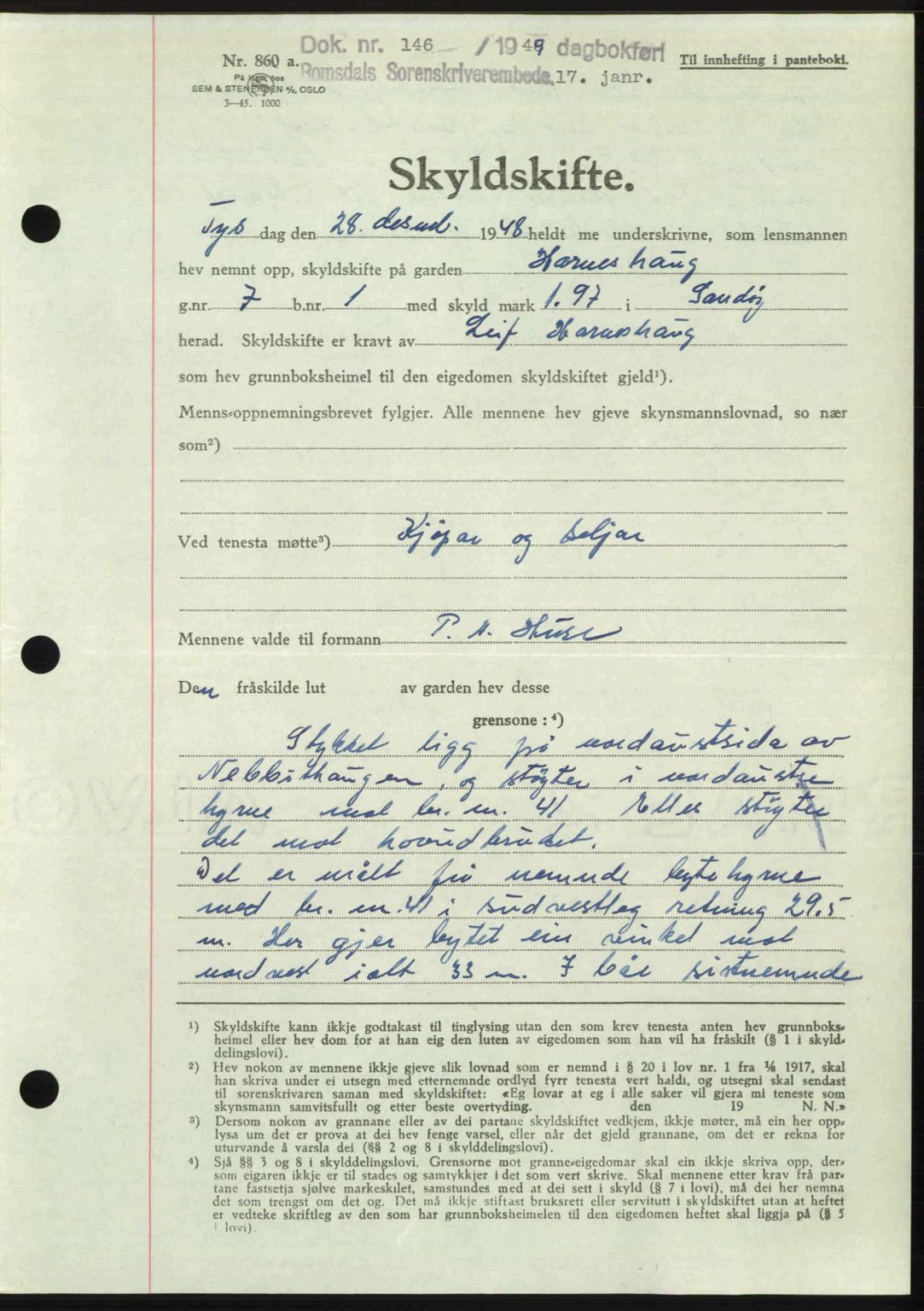 Romsdal sorenskriveri, AV/SAT-A-4149/1/2/2C: Pantebok nr. A28, 1948-1949, Dagboknr: 146/1949