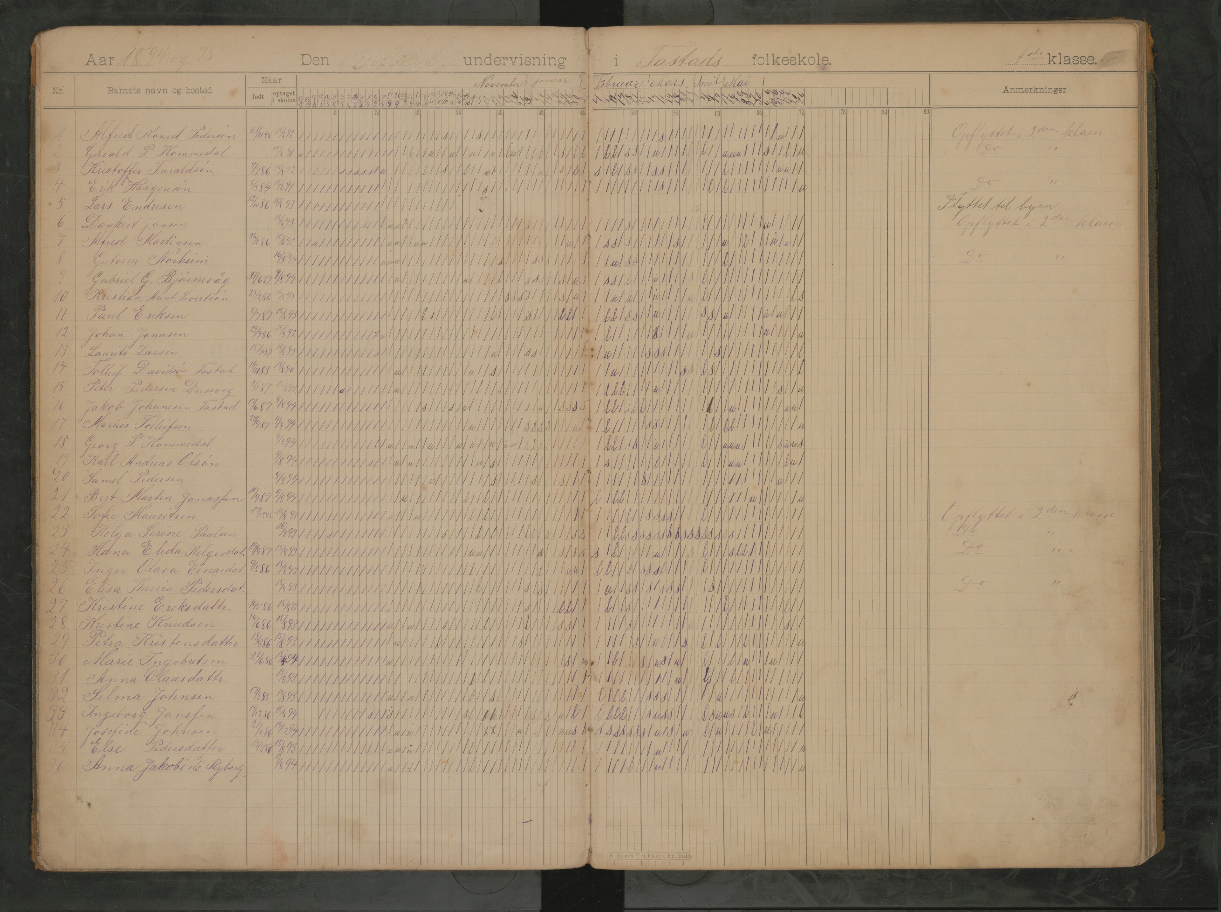 Hetland kommune. Tasta skole, BYST/A-0146/G/Ga/L0002: Dagbok, 1894-1906