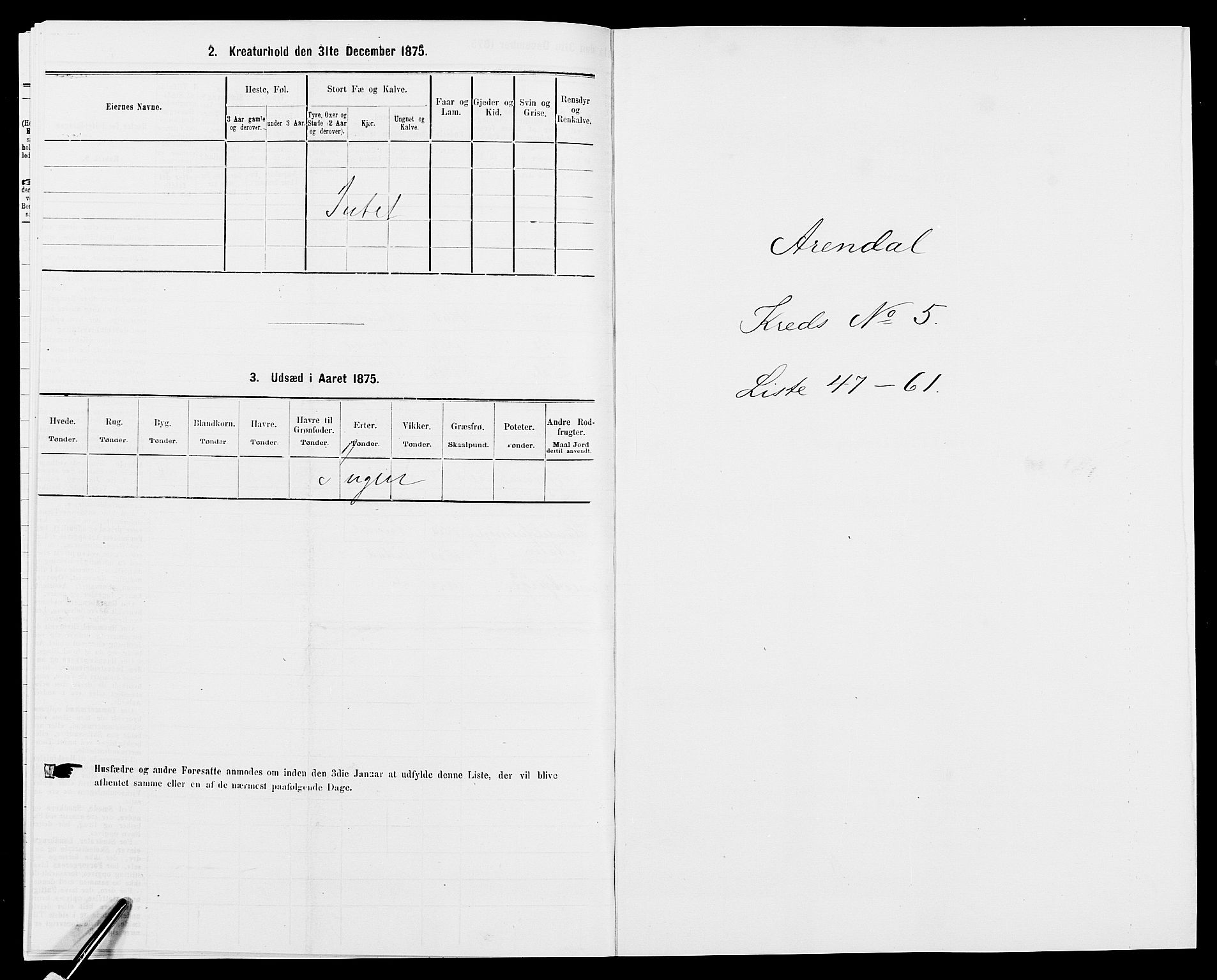 SAK, Folketelling 1875 for 0903P Arendal prestegjeld, 1875, s. 120