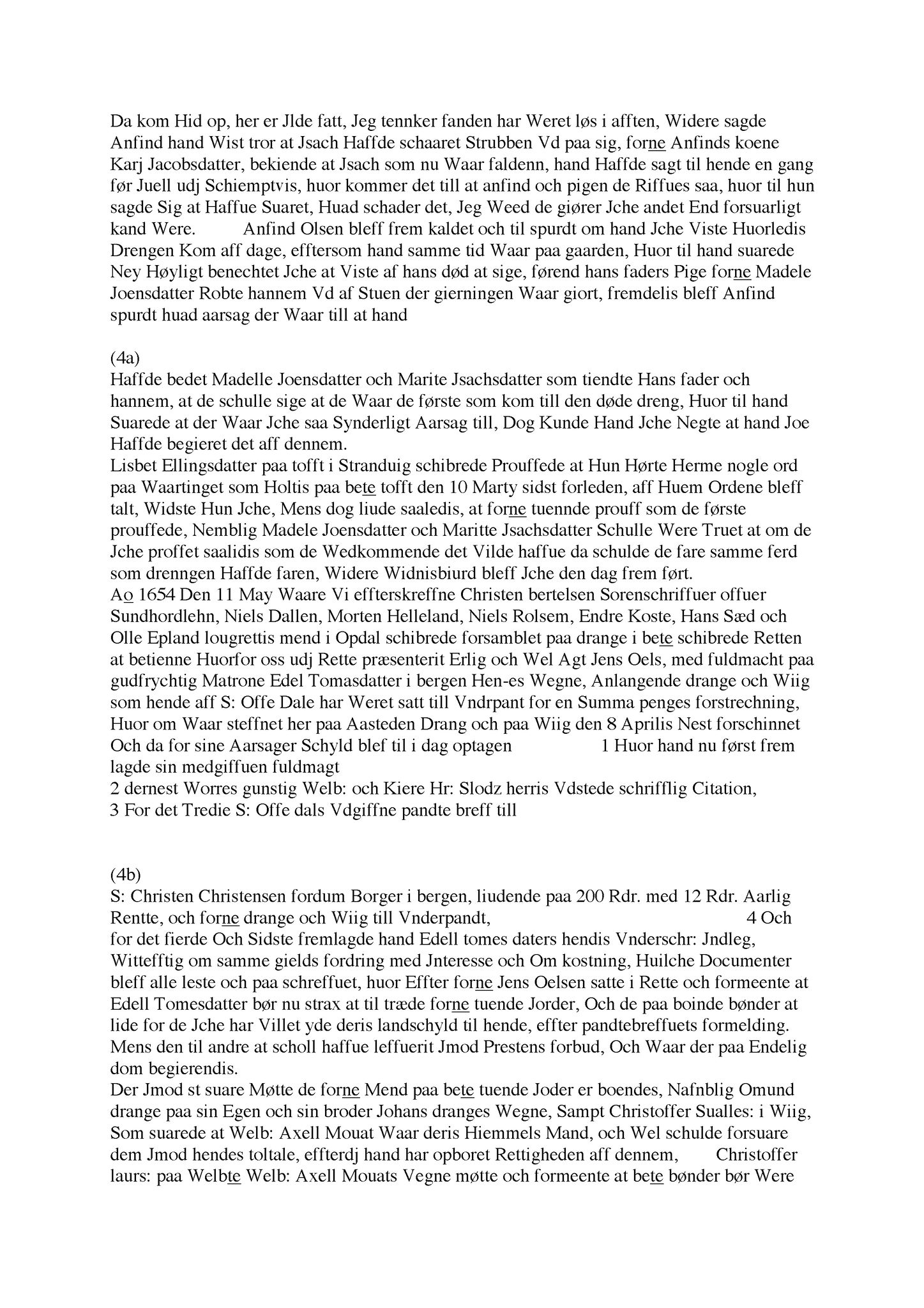 Samling av fulltekstavskrifter, SAB/FULLTEKST/A/12/0004: Sunnhordland sorenskriveri, tingbok nr. A 4, 1654-1655