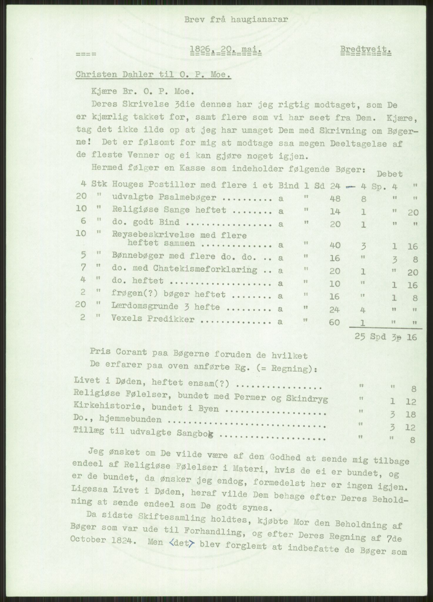 Samlinger til kildeutgivelse, Haugianerbrev, AV/RA-EA-6834/F/L0003: Haugianerbrev III: 1822-1826, 1822-1826