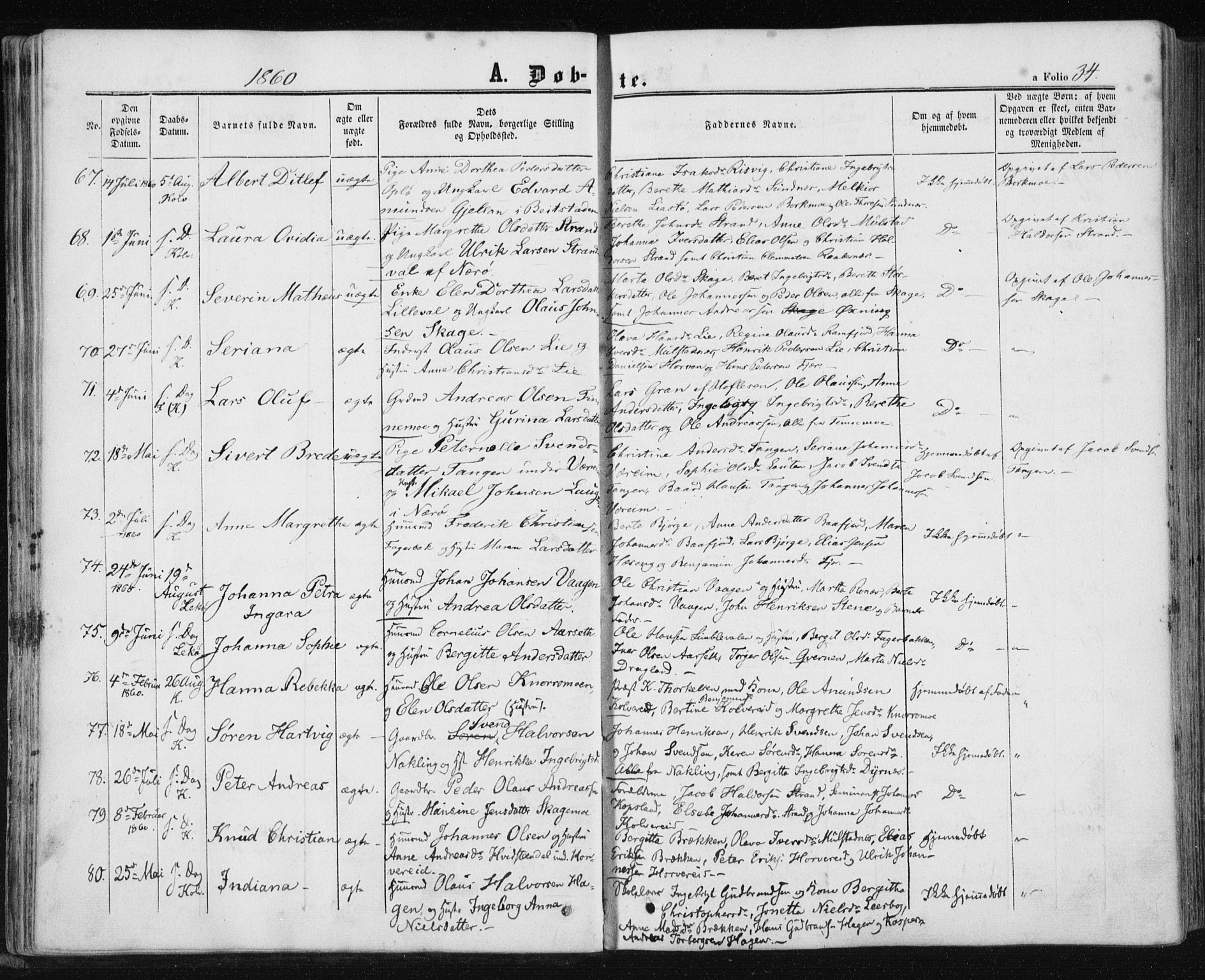 Ministerialprotokoller, klokkerbøker og fødselsregistre - Nord-Trøndelag, AV/SAT-A-1458/780/L0641: Ministerialbok nr. 780A06, 1857-1874, s. 34