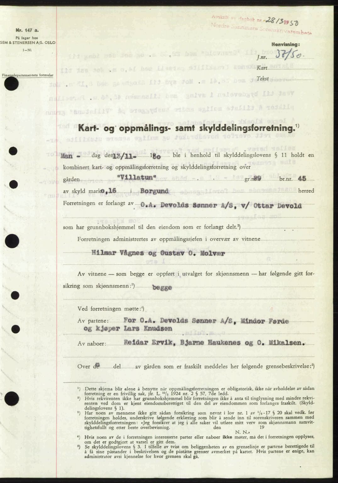 Nordre Sunnmøre sorenskriveri, SAT/A-0006/1/2/2C/2Ca: Pantebok nr. A36, 1950-1950, Dagboknr: 2813/1950