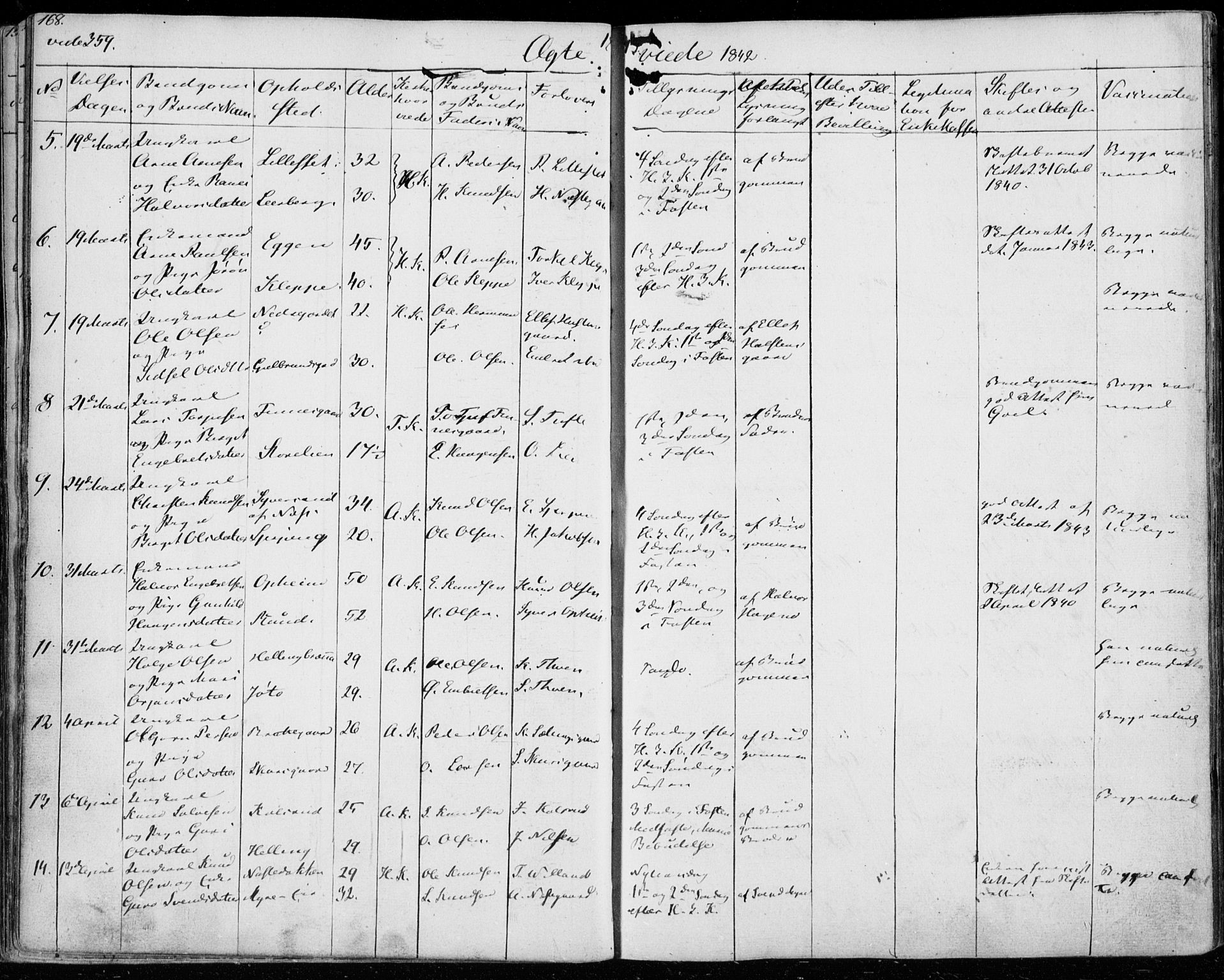 Ål kirkebøker, AV/SAKO-A-249/F/Fa/L0005: Ministerialbok nr. I 5, 1825-1848, s. 168
