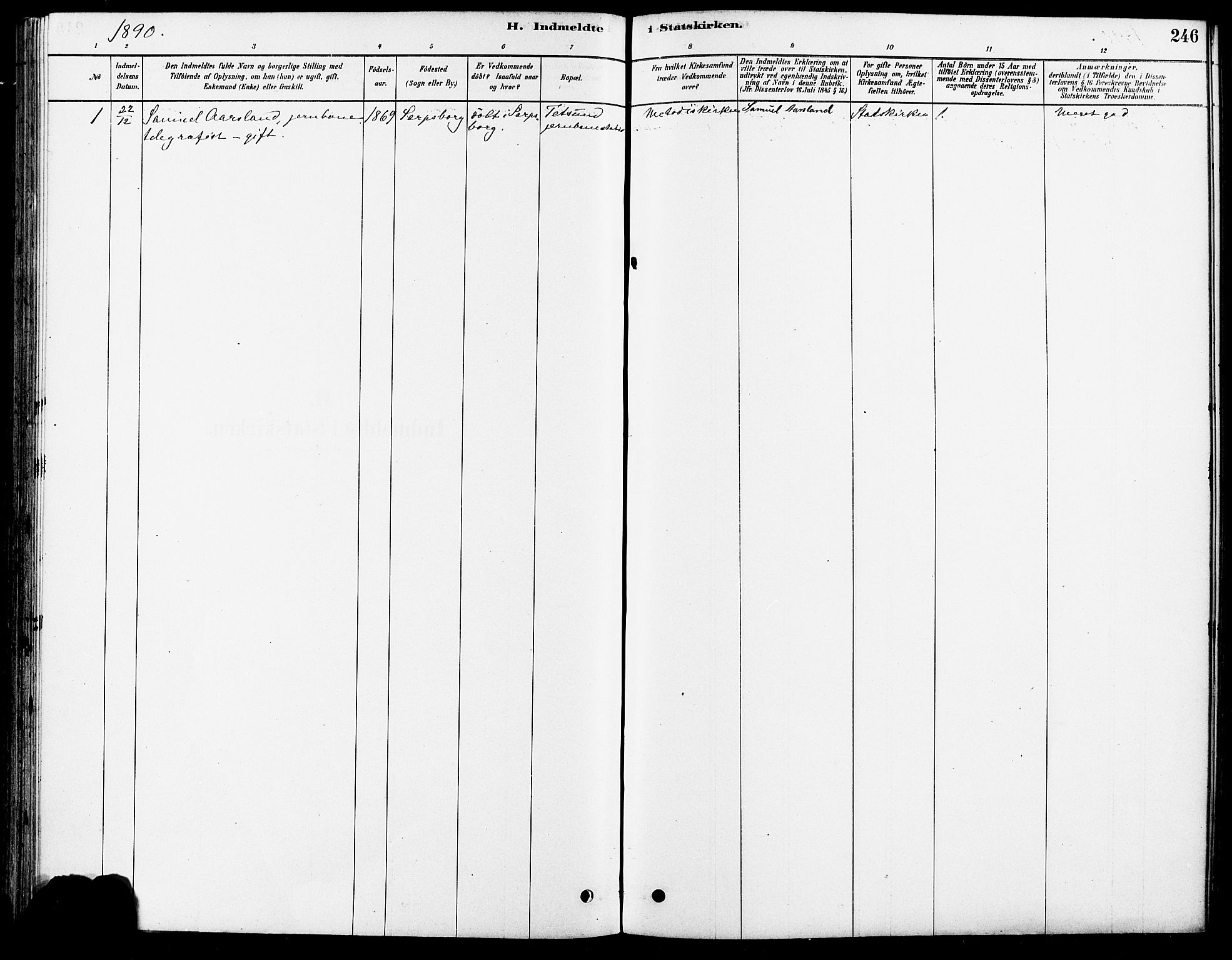 Fet prestekontor Kirkebøker, SAO/A-10370a/F/Fa/L0014: Ministerialbok nr. I 14, 1878-1891, s. 246