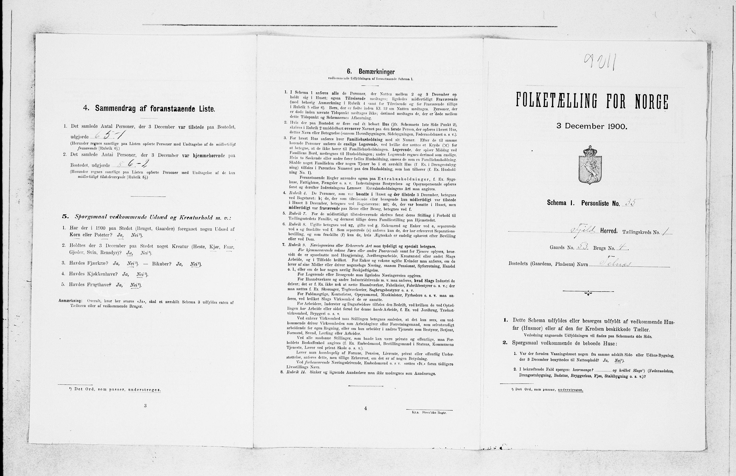SAB, Folketelling 1900 for 1246 Fjell herred, 1900, s. 140