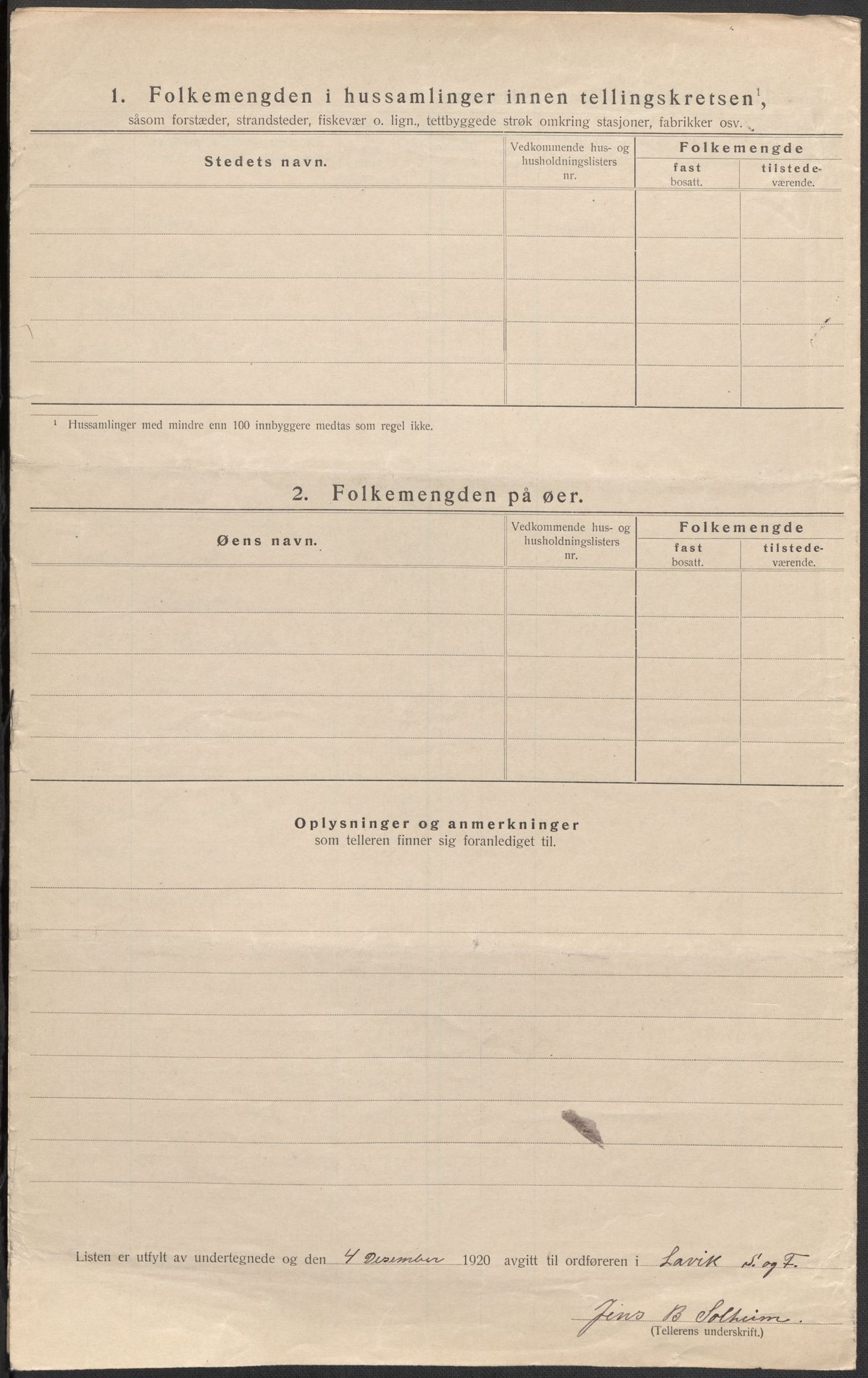 SAB, Folketelling 1920 for 1415 Lavik herred, 1920, s. 34