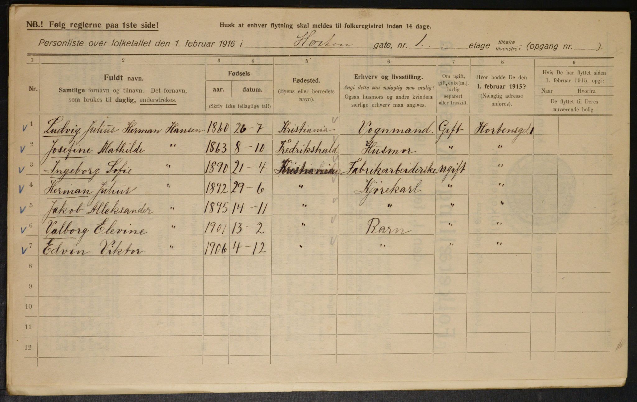 OBA, Kommunal folketelling 1.2.1916 for Kristiania, 1916, s. 42045