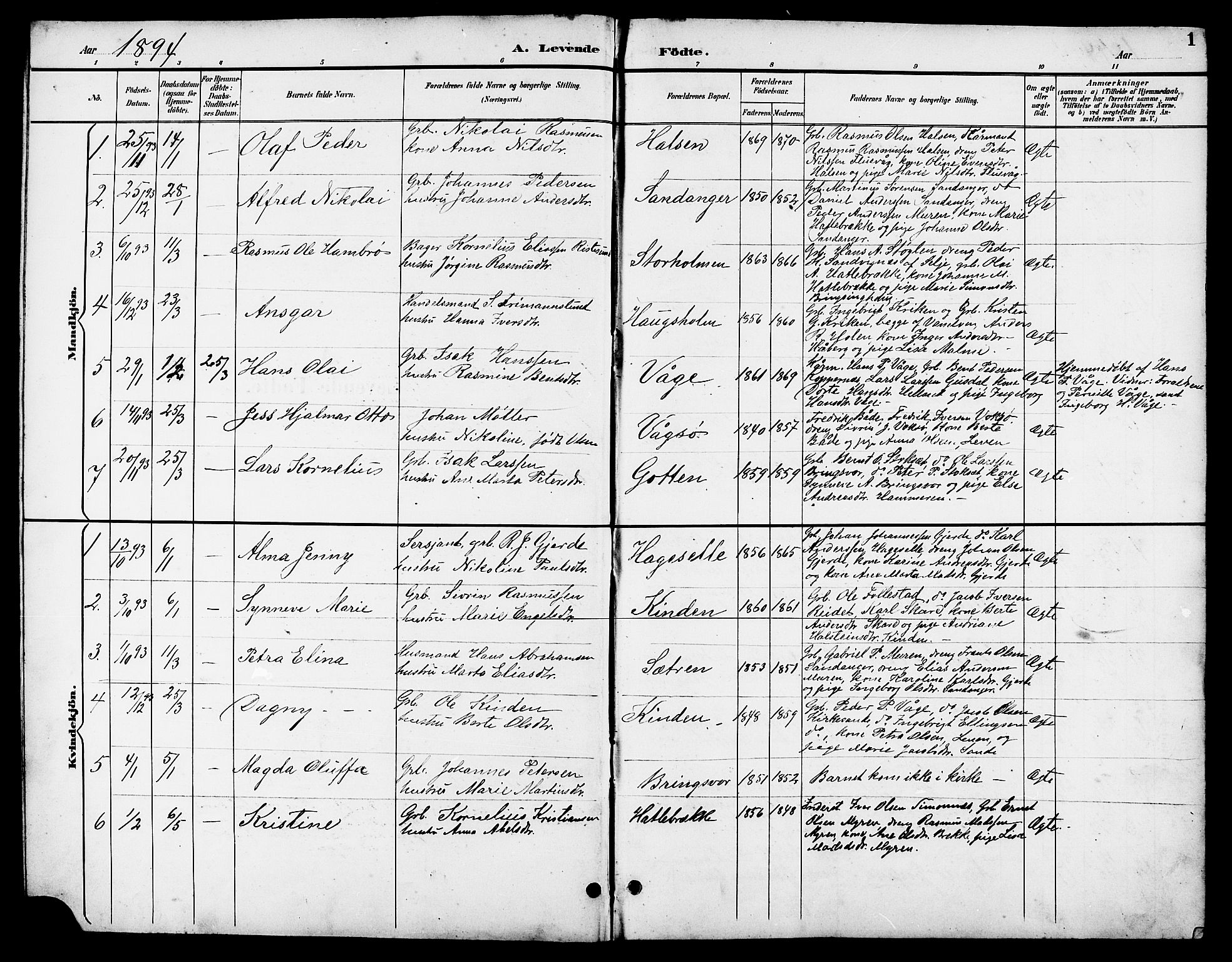 Ministerialprotokoller, klokkerbøker og fødselsregistre - Møre og Romsdal, AV/SAT-A-1454/503/L0049: Klokkerbok nr. 503C04, 1894-1915, s. 1