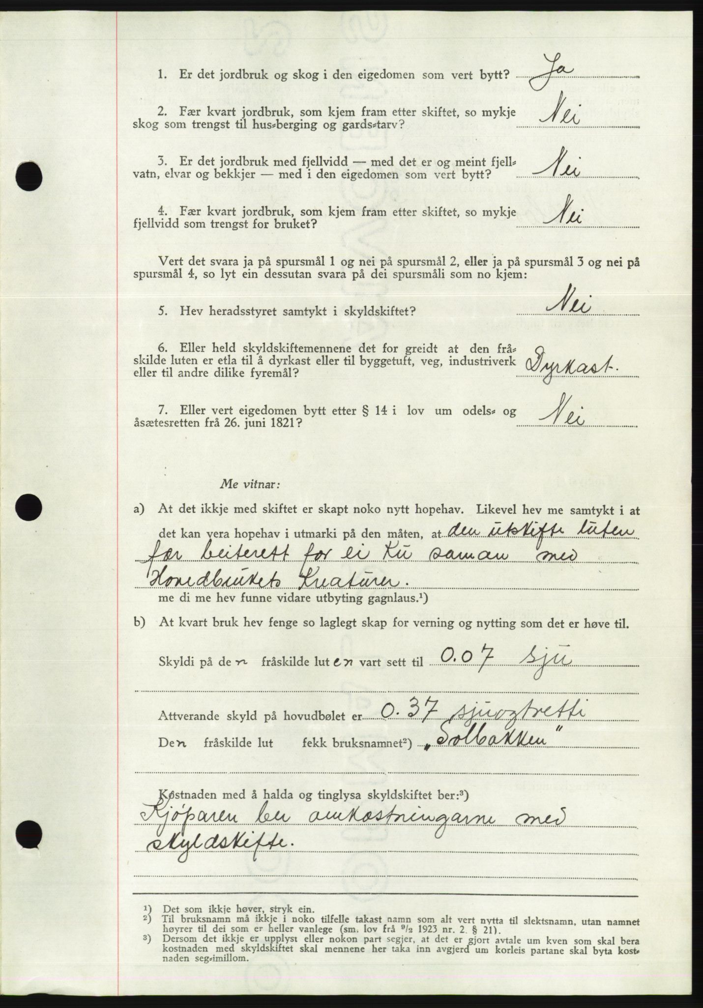 Søre Sunnmøre sorenskriveri, AV/SAT-A-4122/1/2/2C/L0075: Pantebok nr. 1A, 1943-1943, Dagboknr: 227/1943