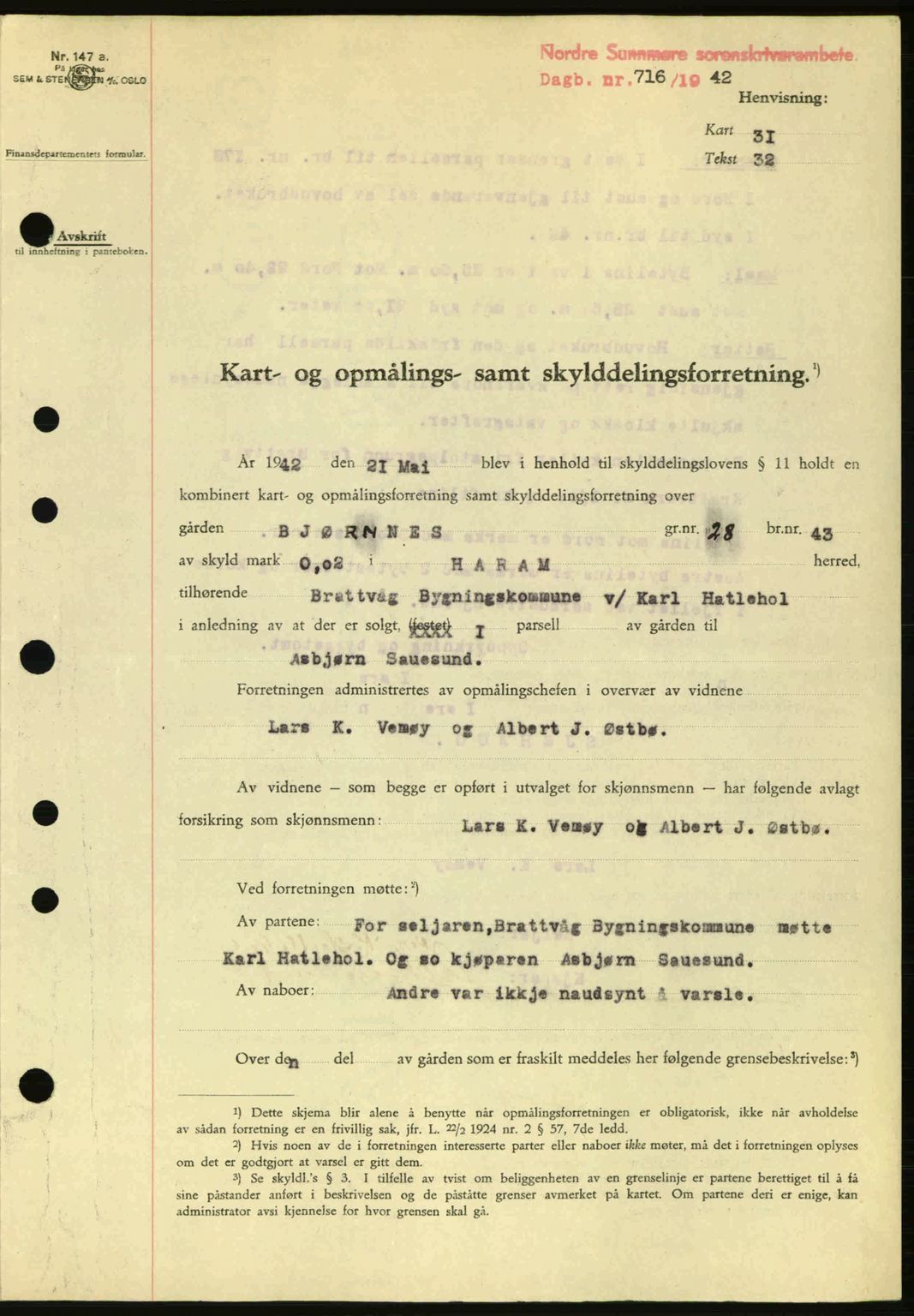 Nordre Sunnmøre sorenskriveri, SAT/A-0006/1/2/2C/2Ca: Pantebok nr. A13, 1942-1942, Dagboknr: 716/1942
