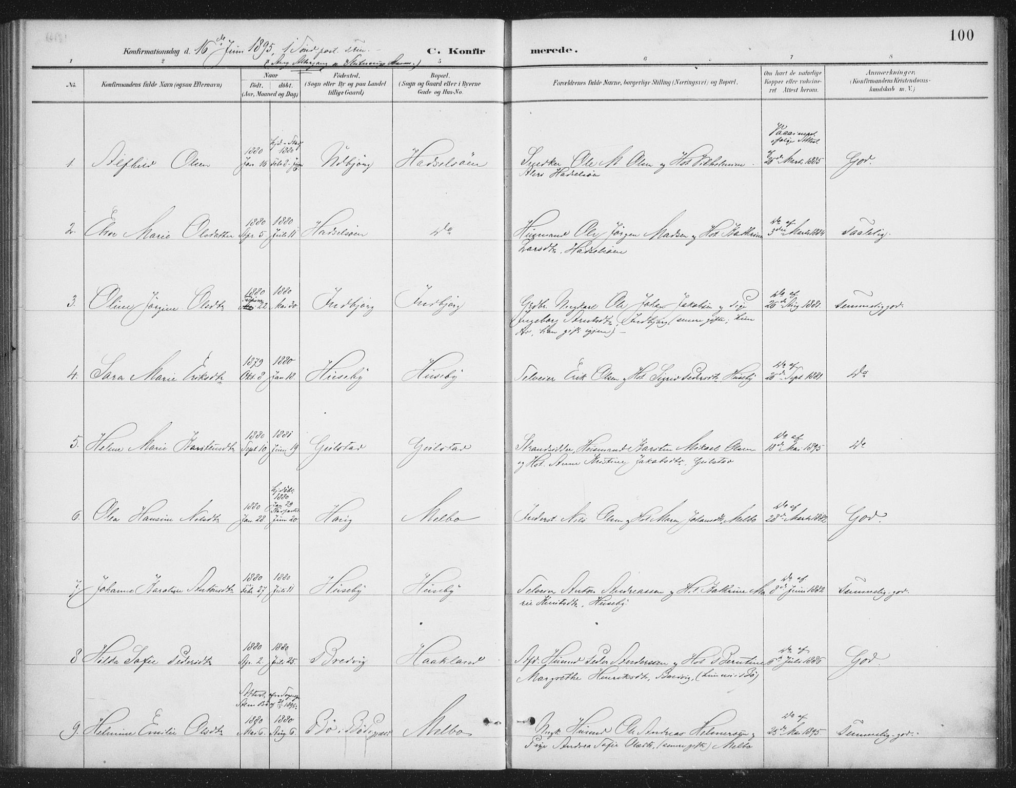 Ministerialprotokoller, klokkerbøker og fødselsregistre - Nordland, SAT/A-1459/888/L1245: Ministerialbok nr. 888A11, 1888-1900, s. 100