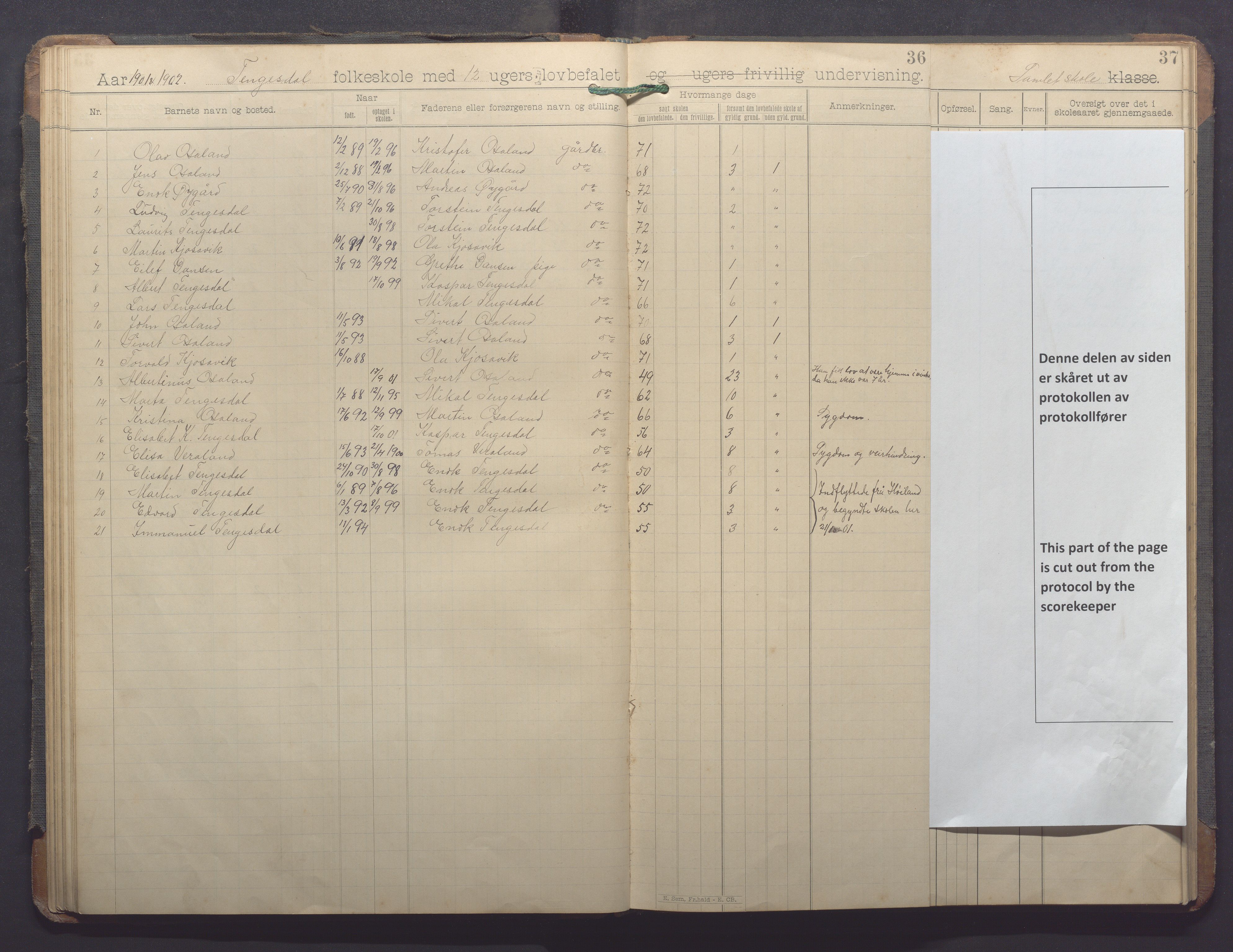 Høle kommune - Horve skole, IKAR/K-100029/I/L0001: Skoleprotokoll, 1894-1916, s. 36