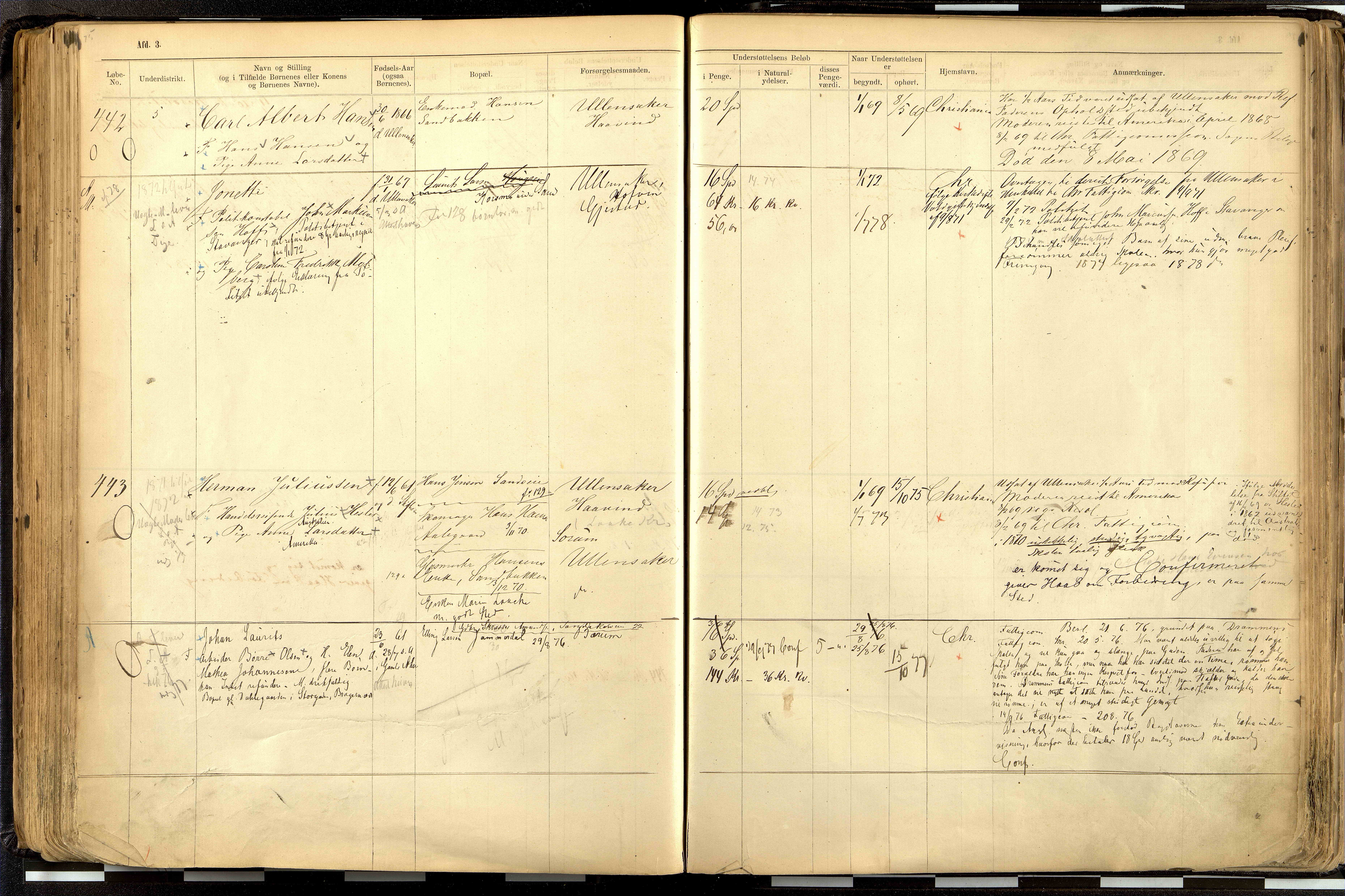 Fattigvesenet, OBA/A-20045/H/Hd/L0001: Manntallsprotokoll. Mnr. 1-644, 1865-1879, s. 224