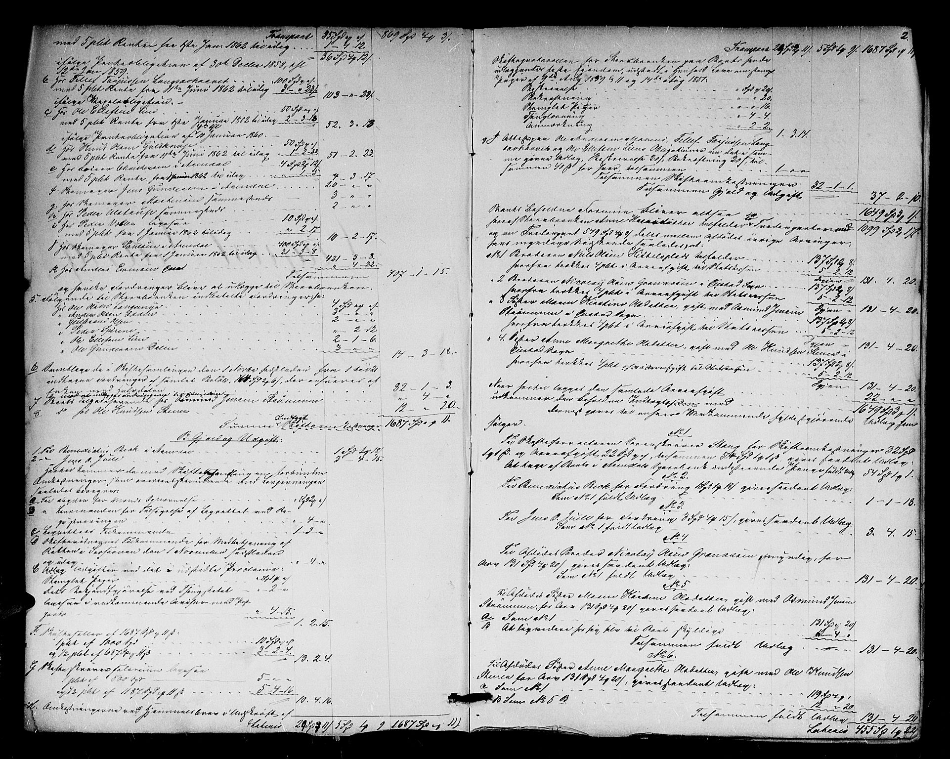 Nedenes sorenskriveri, SAK/1221-0006/H/Hc/L0016: Skifteutlodningsprotokoll nr 2 med register, 1863-1875, s. 1b-2a