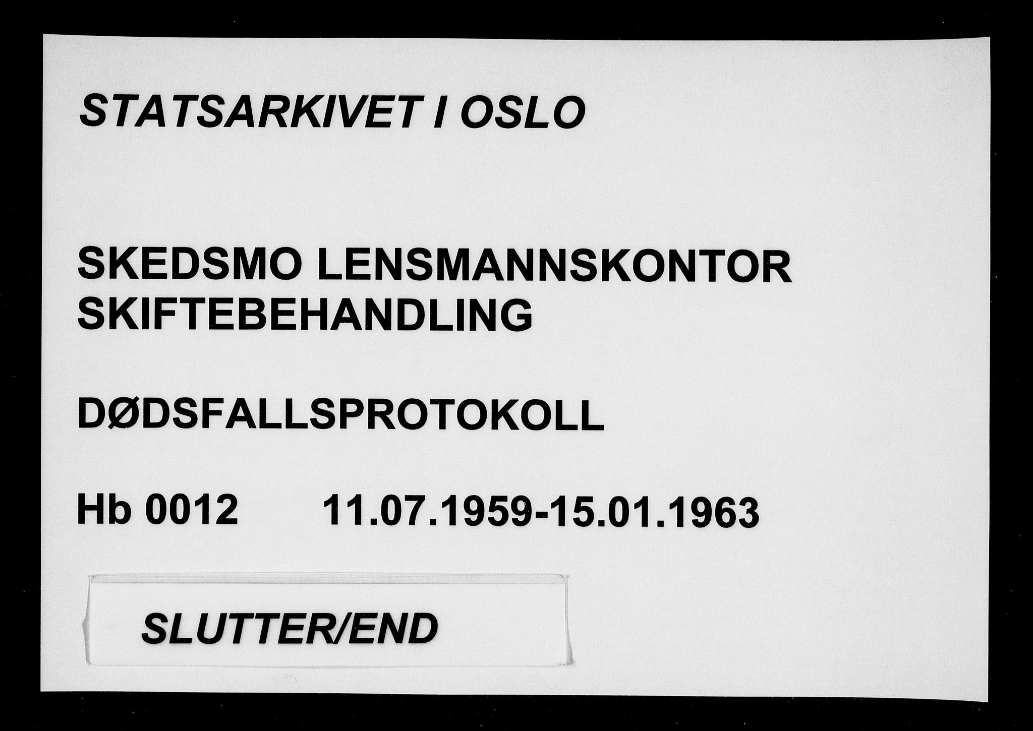 Skedsmo lensmannskontor, AV/SAO-A-10089/H/Hb/L0012: Dødsfallsprotokoll, 1959-1963