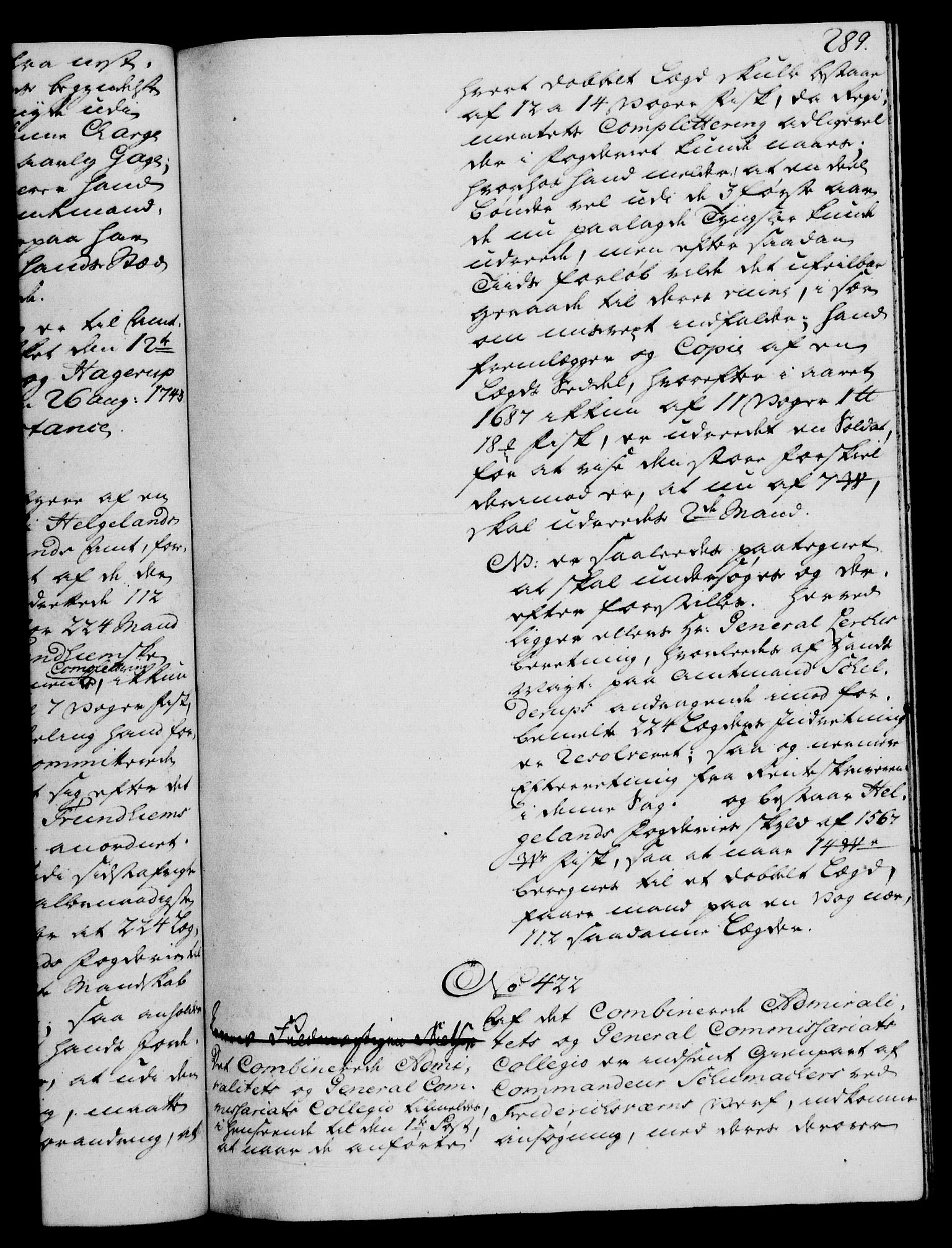 Rentekammeret, Kammerkanselliet, RA/EA-3111/G/Gh/Gha/L0030: Norsk ekstraktmemorialprotokoll (merket RK 53.75), 1749-1751, s. 289