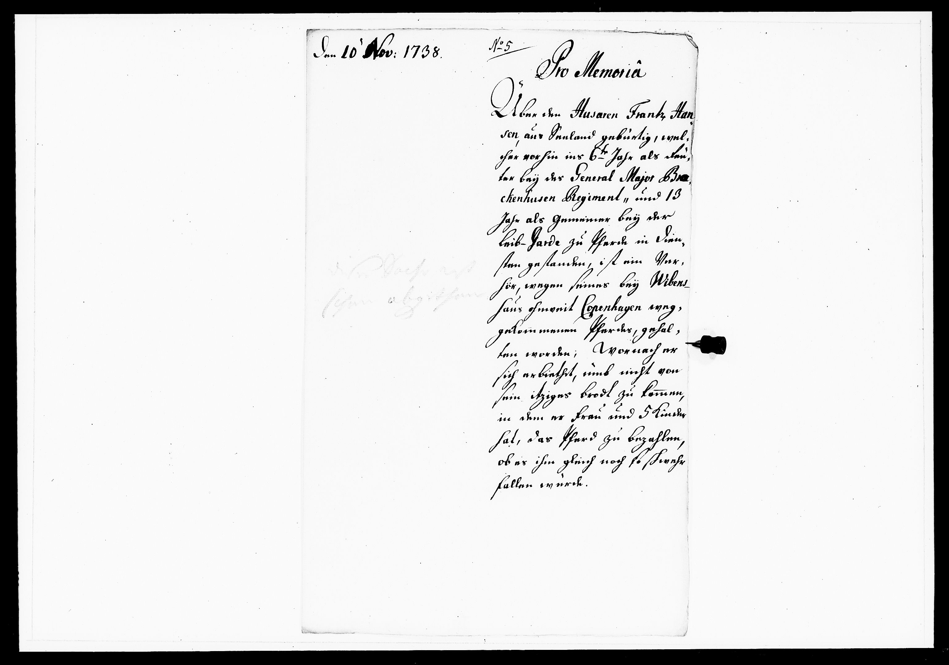 Krigskollegiet, Krigskancelliet, DRA/A-0006/-/1143-1150: Refererede sager, 1738, s. 486