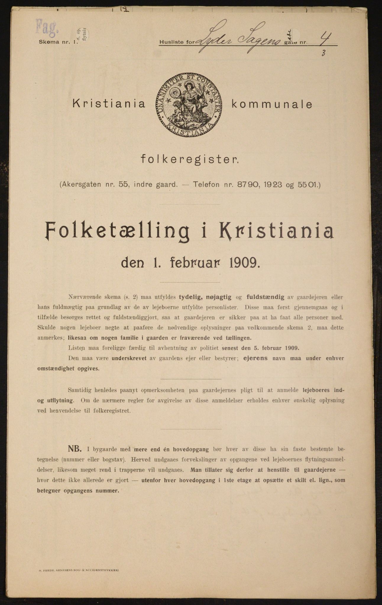 OBA, Kommunal folketelling 1.2.1909 for Kristiania kjøpstad, 1909, s. 53139